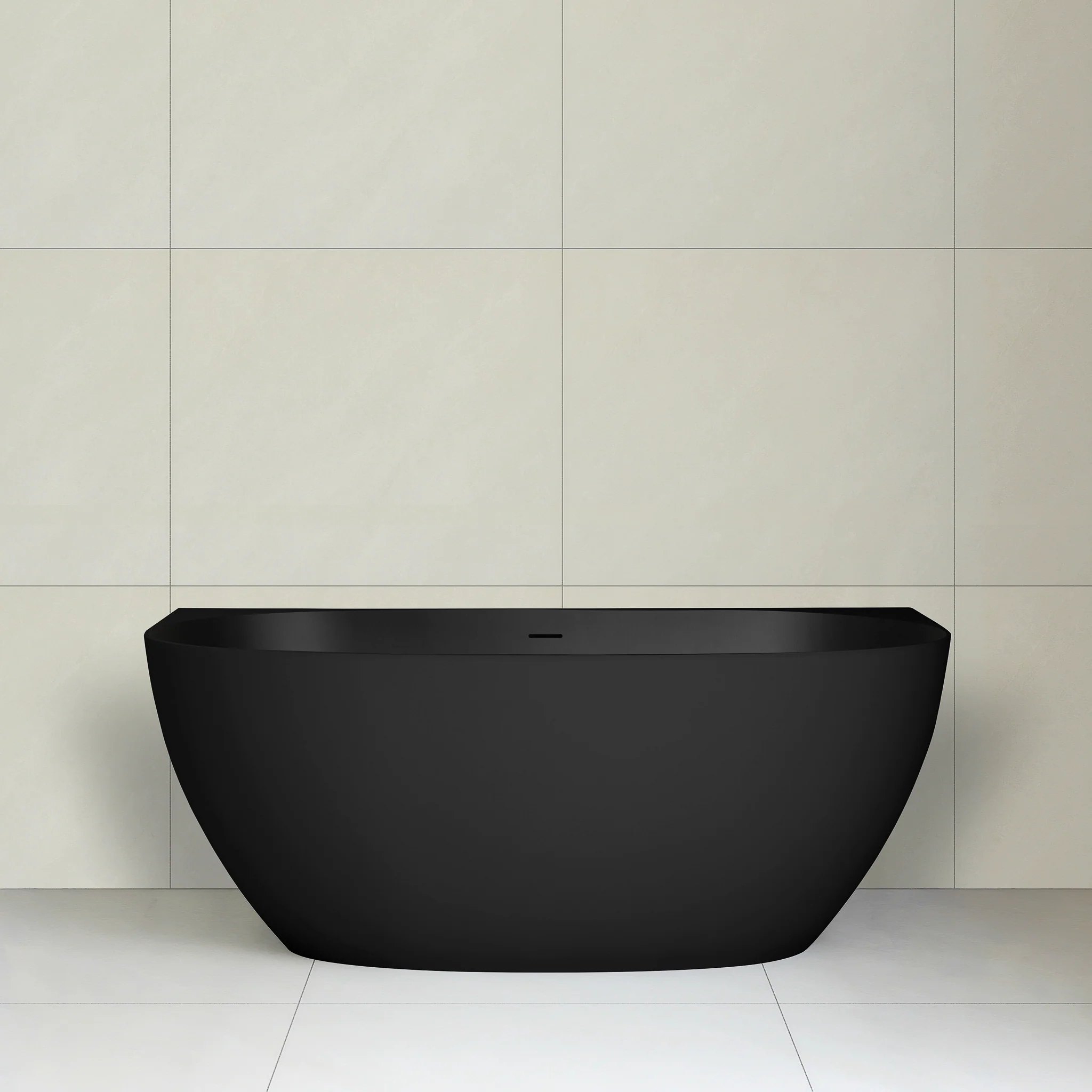 Byron Egg 1500mm Back to Wall Artificial Stone Freestanding Bath, Matte Black