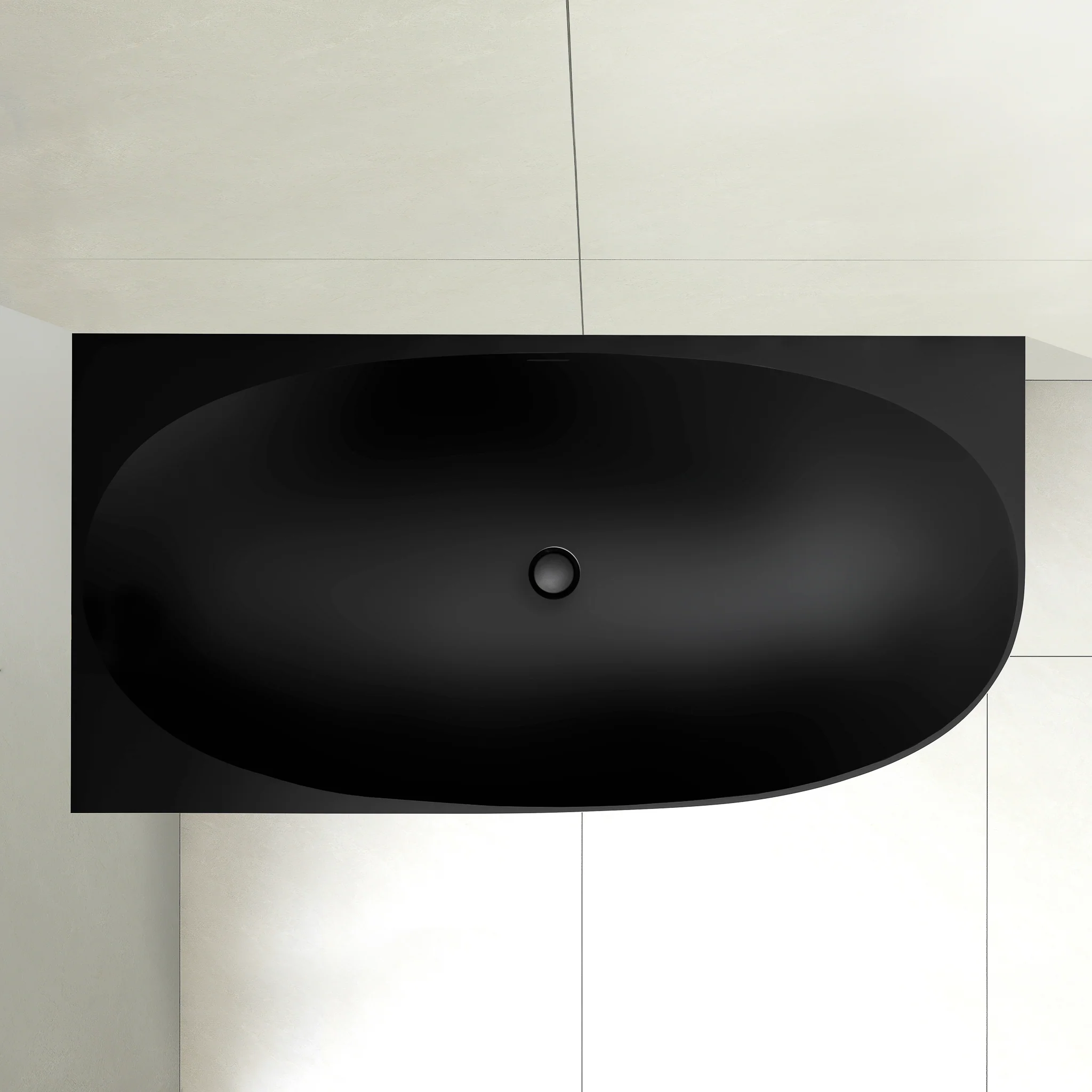 Byron Egg 1500mm Left Corner Artificial Stone Freestanding Bath, Matte Black - Image 3