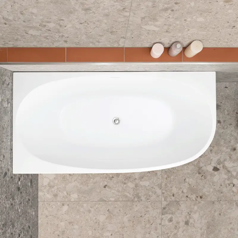 Byron Egg 1500mm Left Corner Freestanding Bath, Gloss White - Image 3