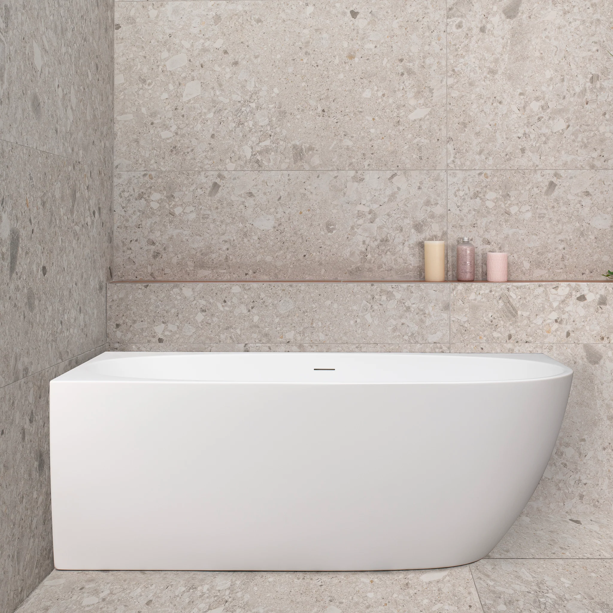Byron Egg 1500mm Left Corner Freestanding Bath, Matte White - Image 4