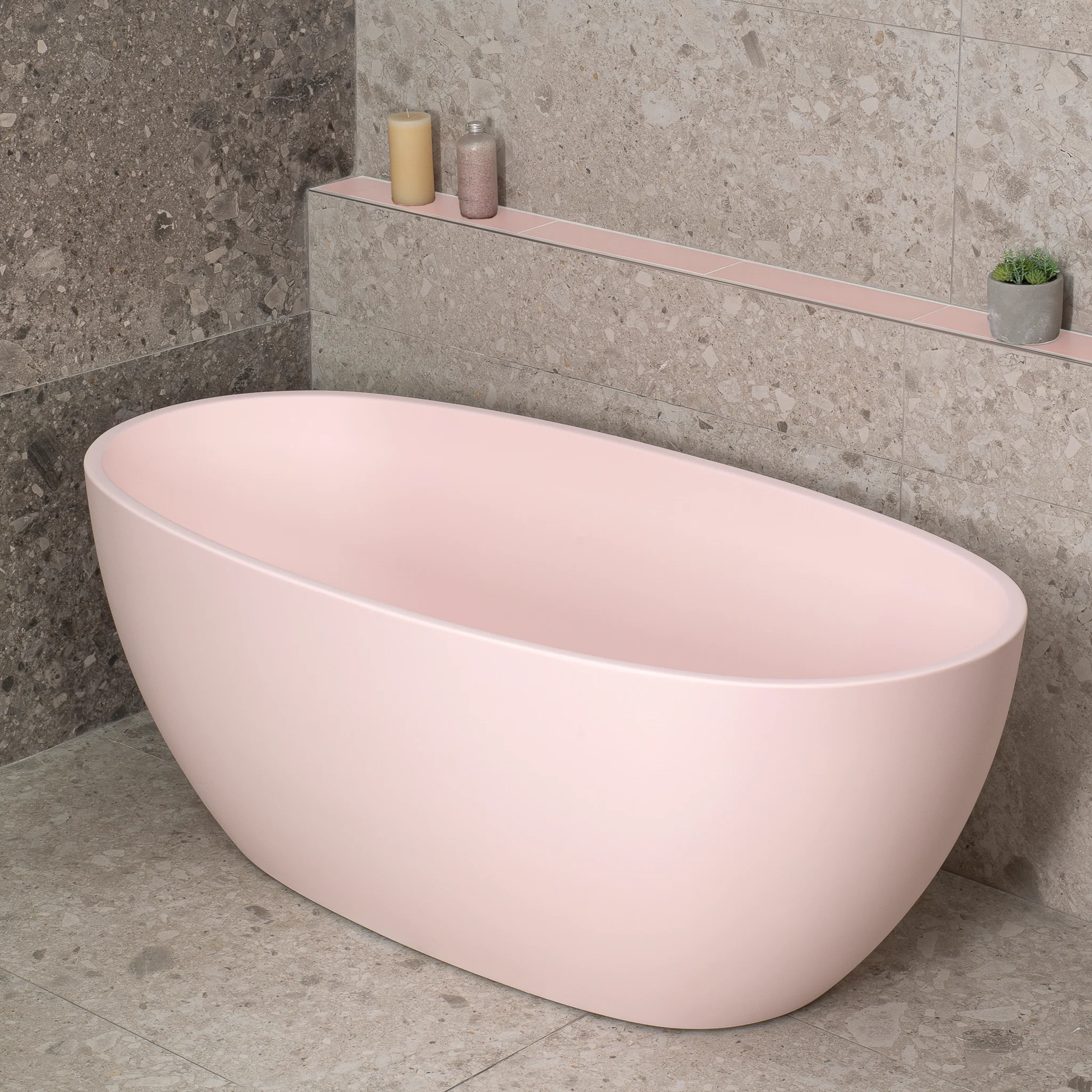 Byron Egg 1500mm Oval Freestanding Bath, Matte Light Pink - SPECIAL EDITION - Image 2