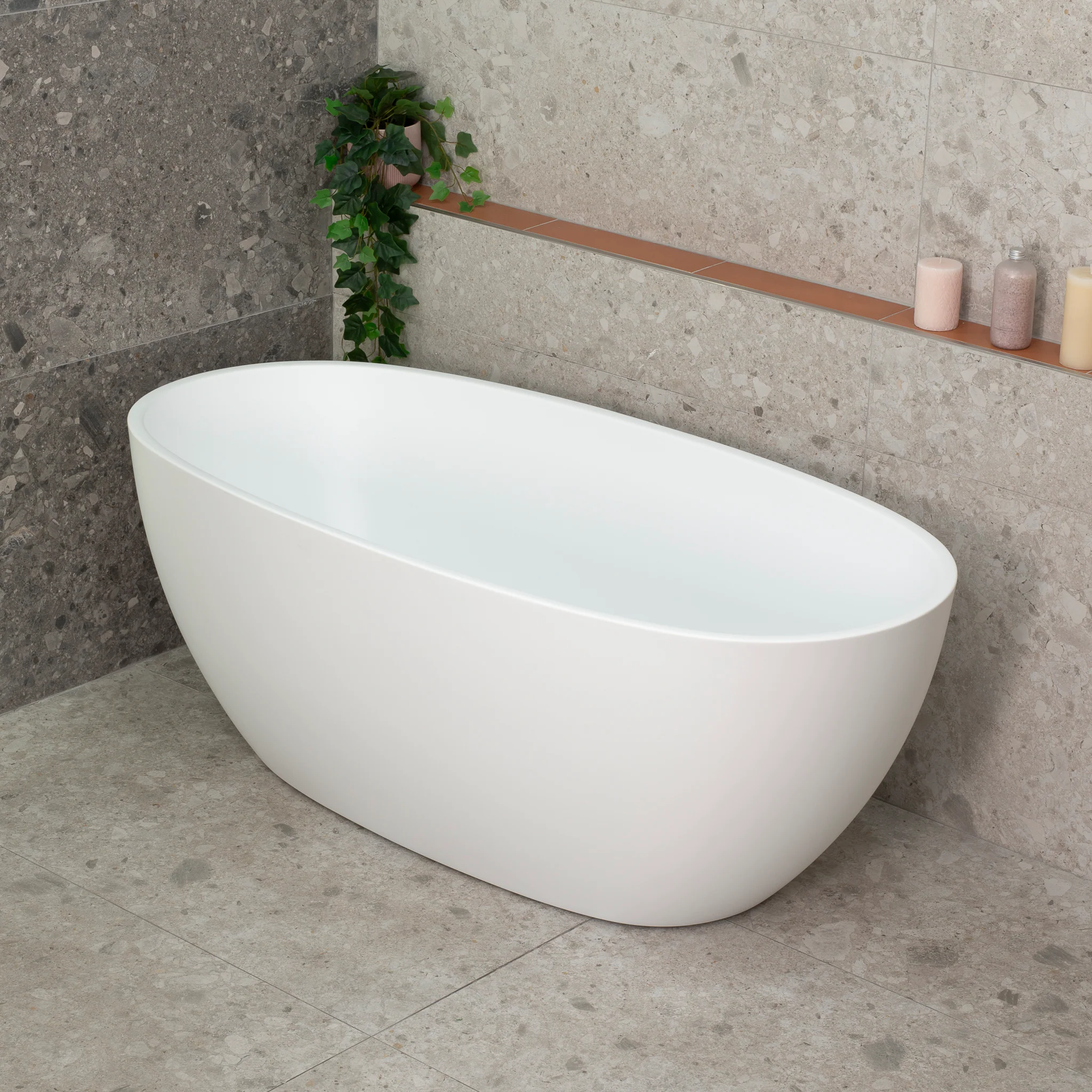 Byron Egg 1500mm Oval Freestanding Bath, Matte White - Image 3