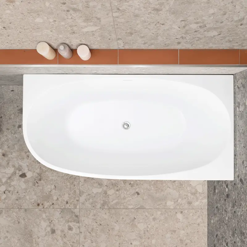 Byron Egg 1500mm Right Corner Freestanding Bath, Gloss White - Image 3