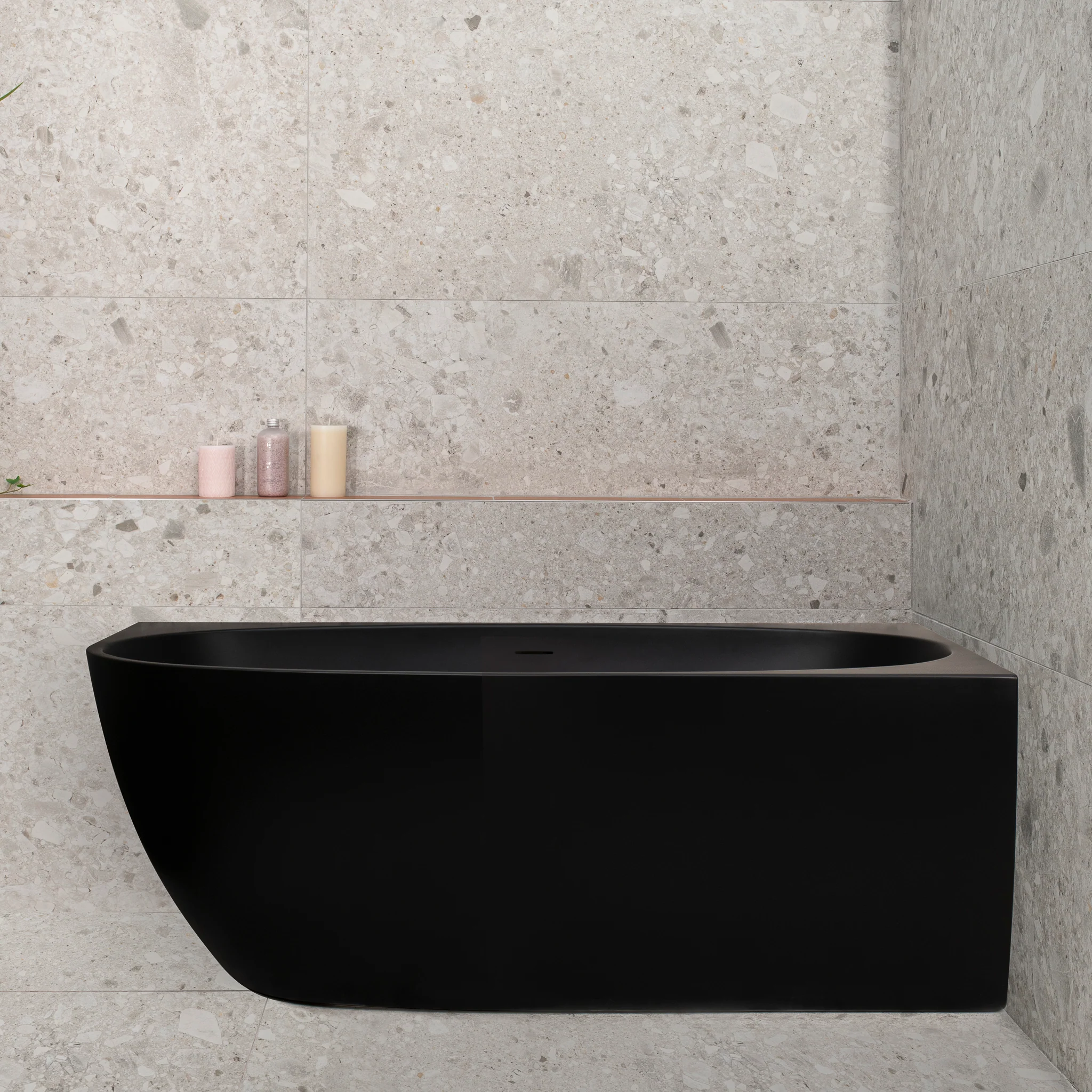 Byron Egg 1500mm Right Corner Freestanding Bath, Matte Black - Image 4