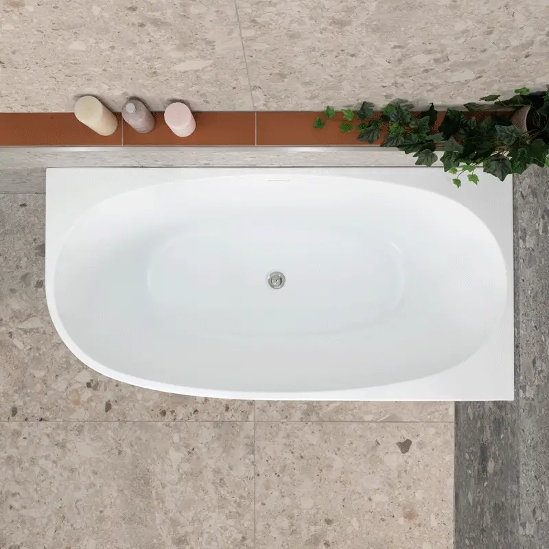 Byron Egg 1500mm Right Corner Freestanding Bath, Matte White - Image 3
