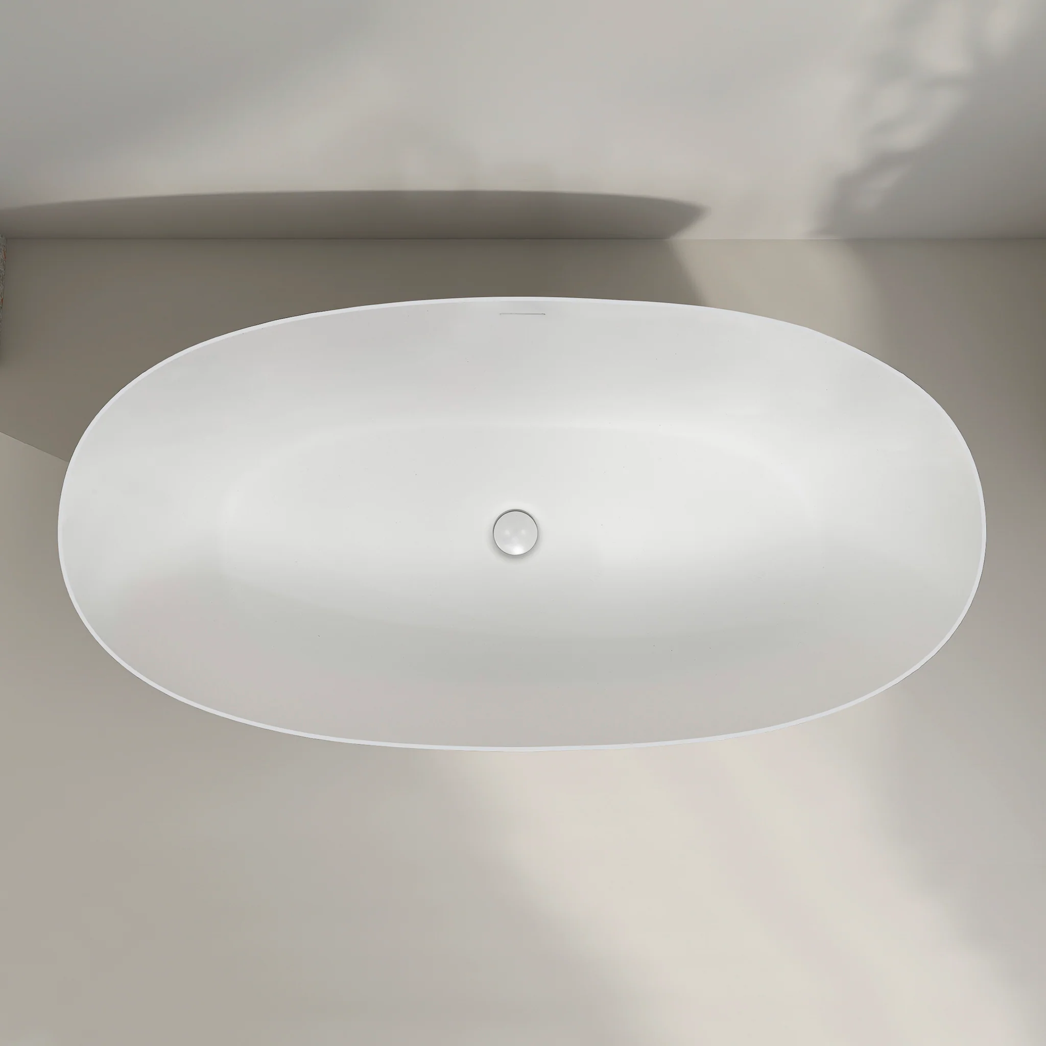 Byron Egg 1600mm Oval Artificial Stone Freestanding Bath, Matte White - Image 3