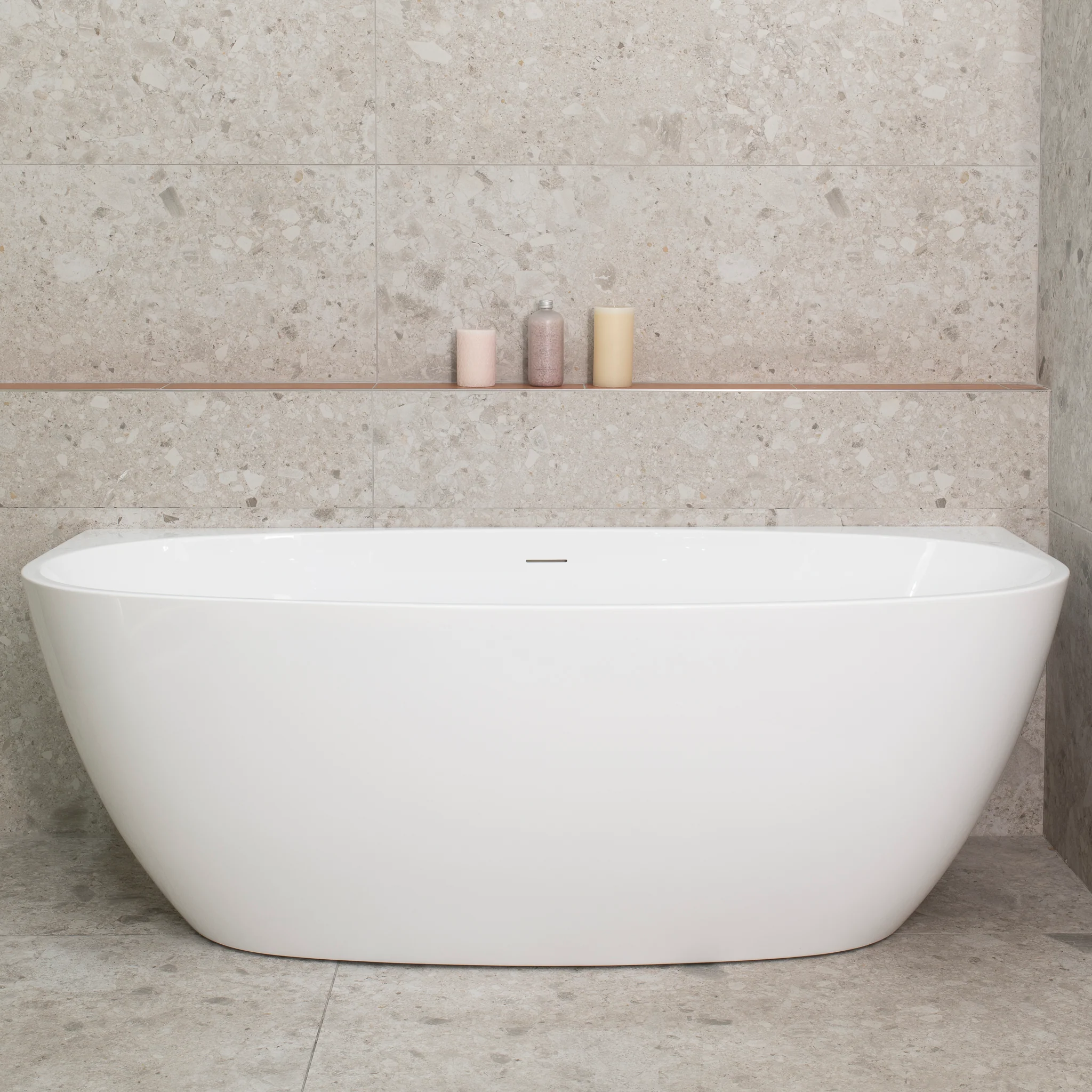 Byron Egg 1600mm Back to Wall Freestanding Bath, Gloss White - Image 2