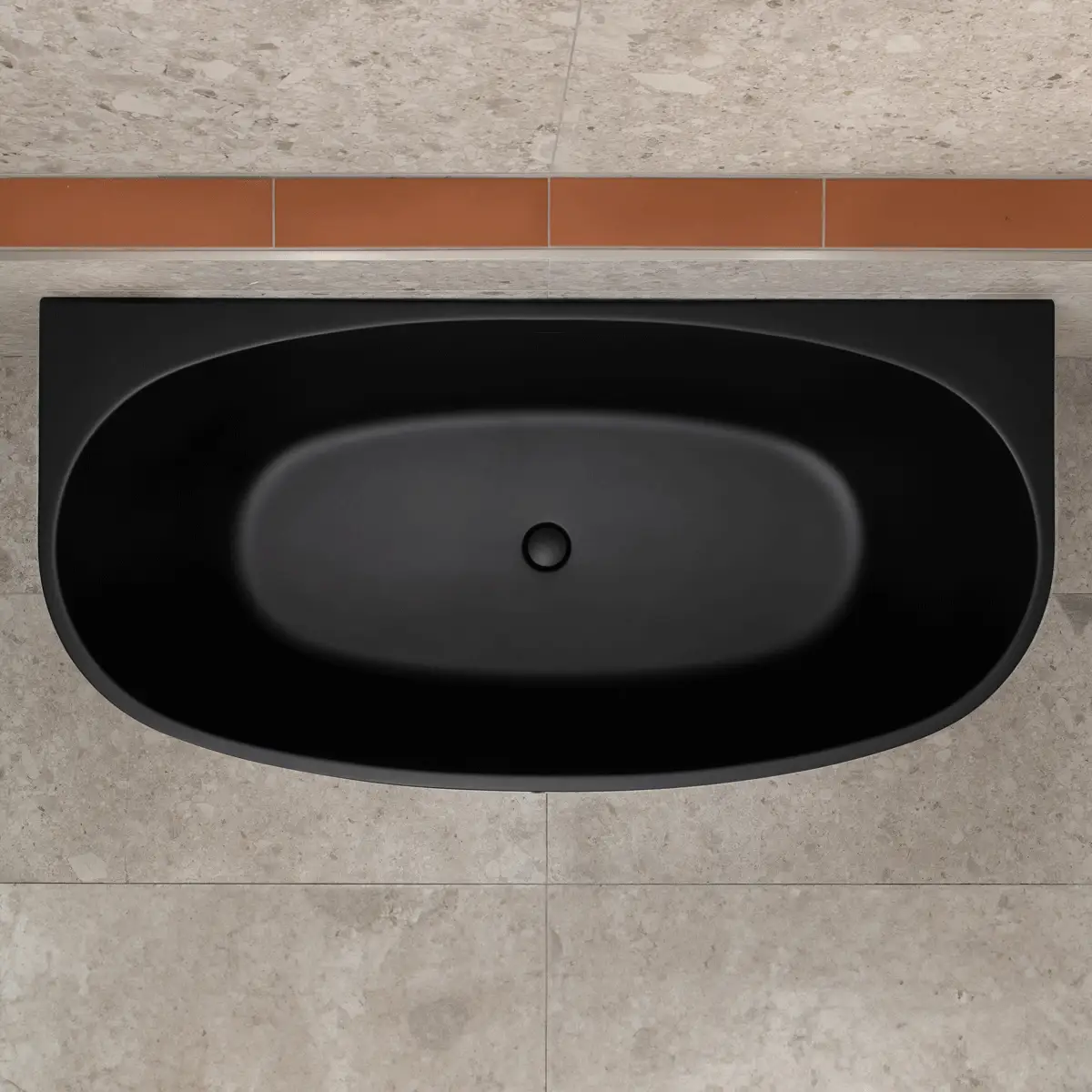 Byron Egg 1600mm Back to Wall Freestanding Bath, Matte Black - Image 5