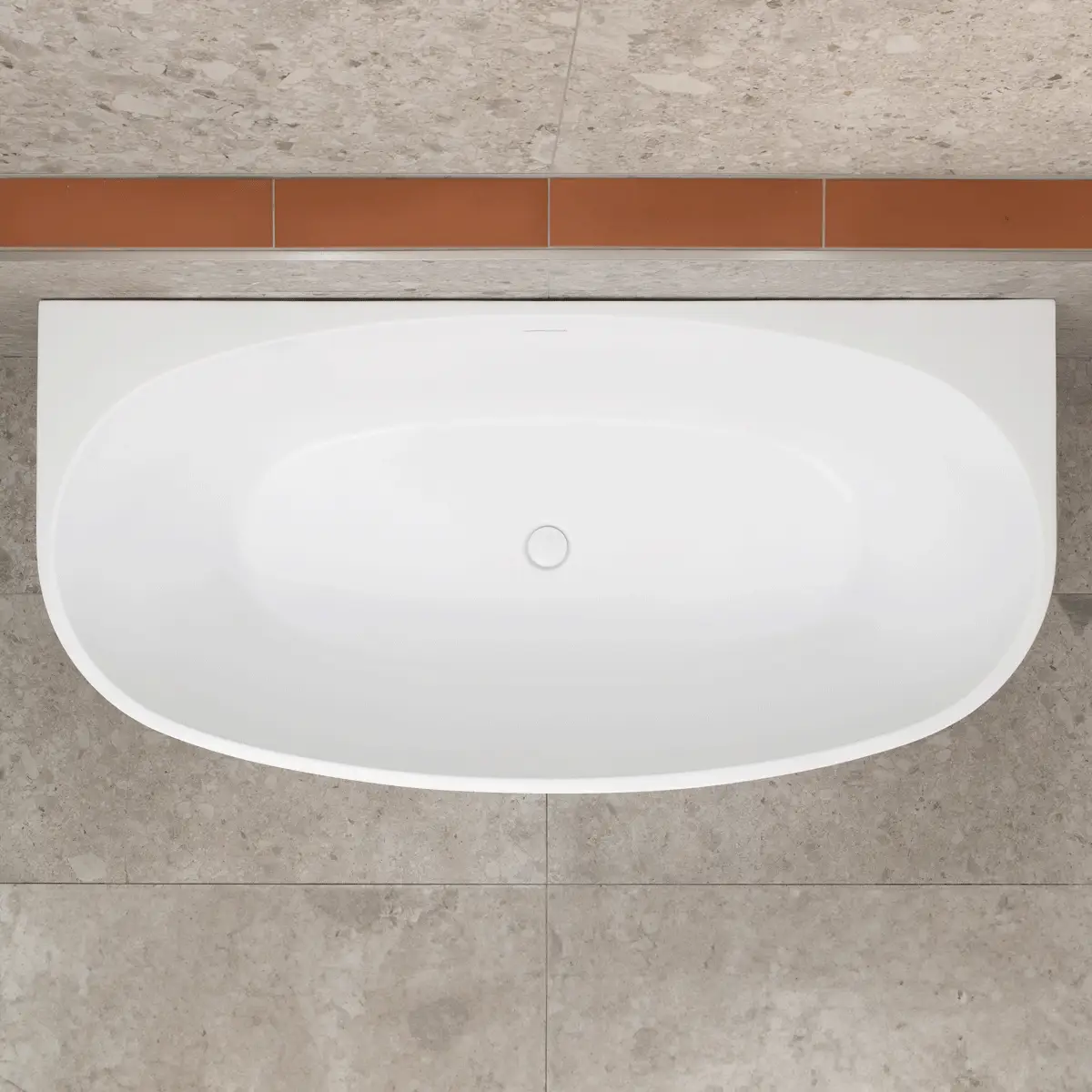Byron Egg 1600mm Back to Wall Freestanding Bath, Matte White - Image 5