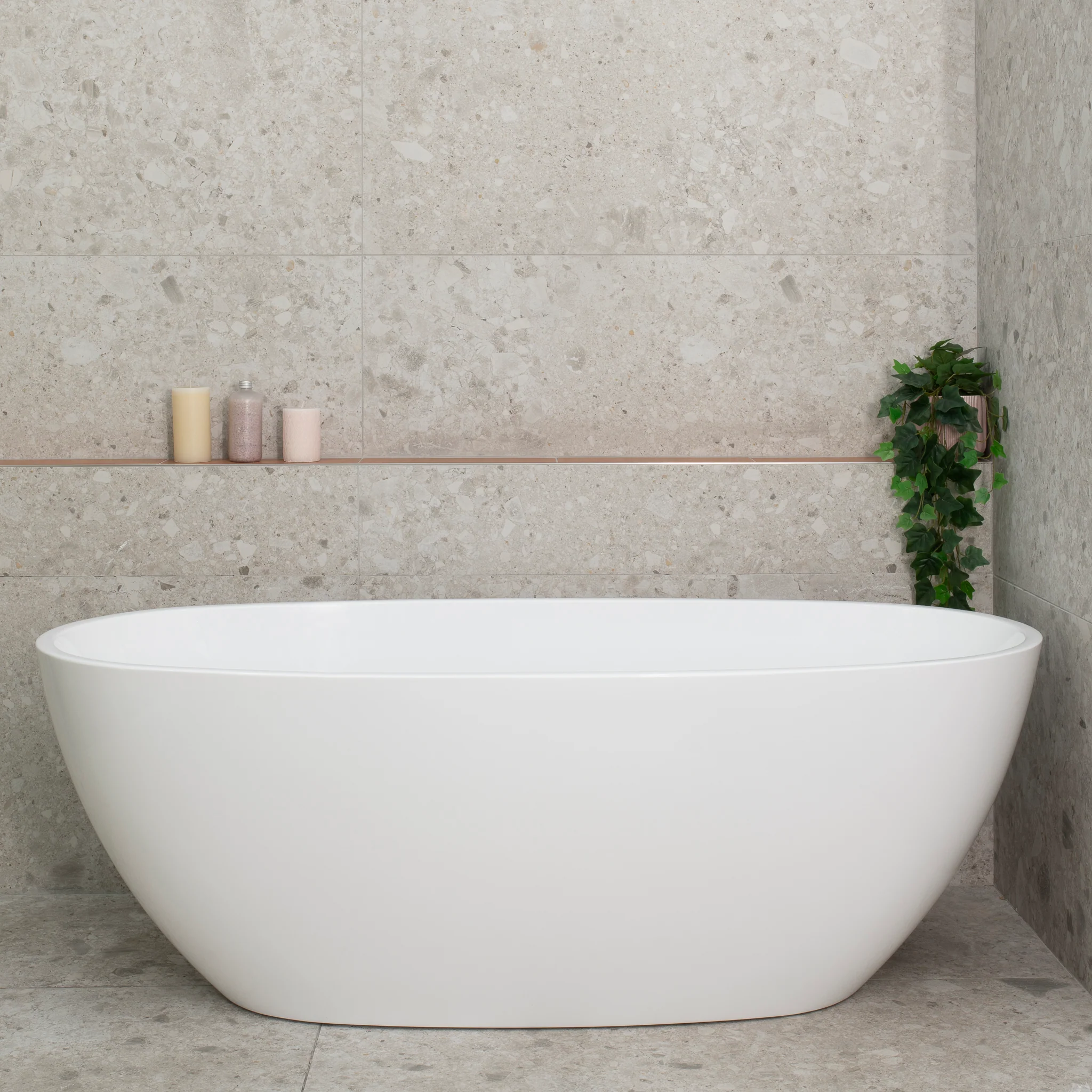 Byron Egg 1600mm Oval Freestanding Bath, Gloss White - Image 2