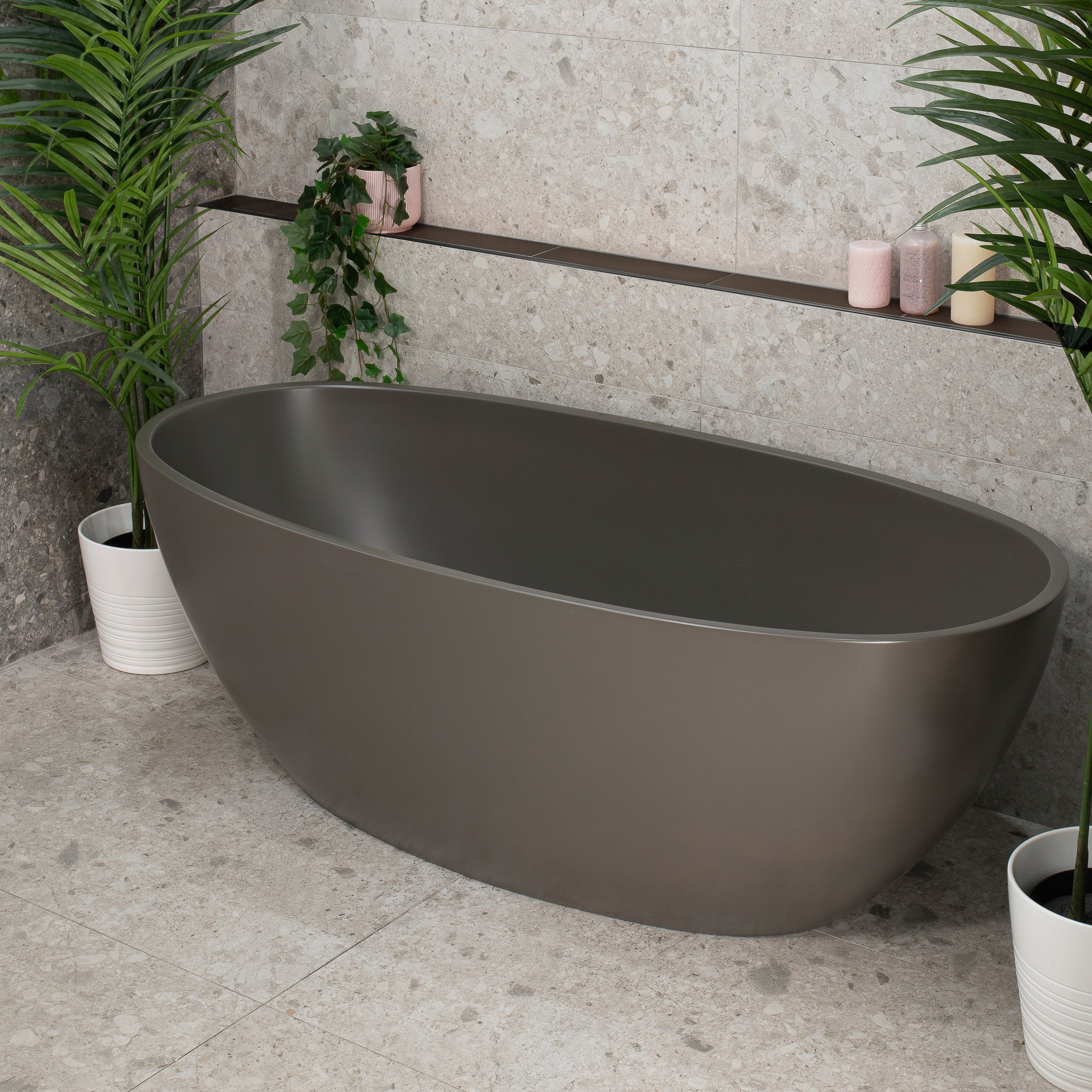 Byron Egg 1600mm Oval Freestanding Bath, Matte Charcoal Grey - SPECIAL EDITION - Image 4