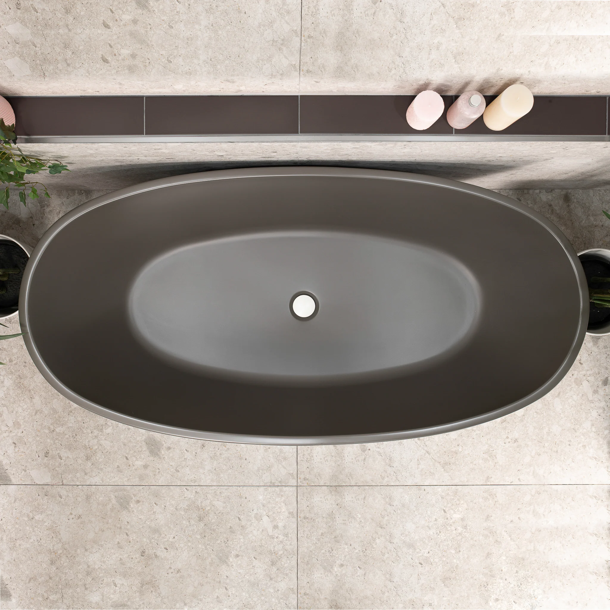 Byron Egg 1600mm Oval Freestanding Bath, Matte Charcoal Grey - SPECIAL EDITION - Image 5