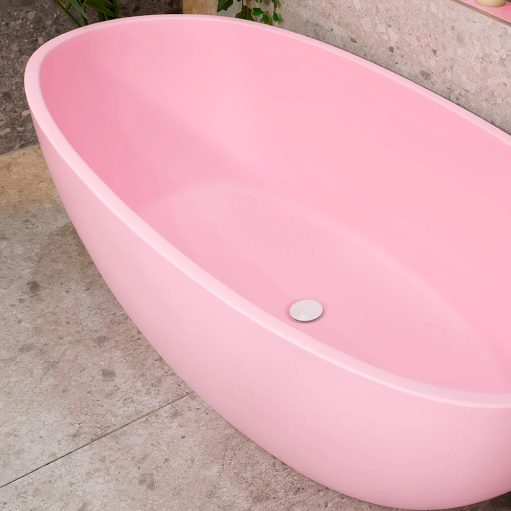 Byron Egg 1600mm Oval Freestanding Bath, Matte Pink - SPECIAL EDITION - Image 6