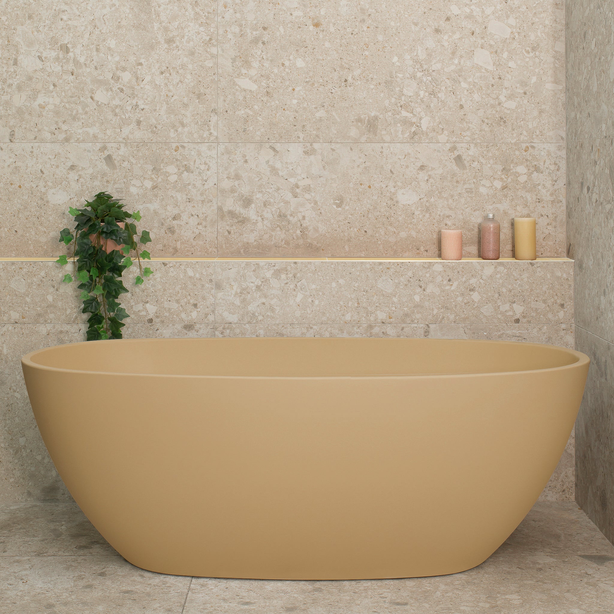 Byron Egg 1600mm Oval Freestanding Bath, Matte Vanilla Beige - SPECIAL EDITION