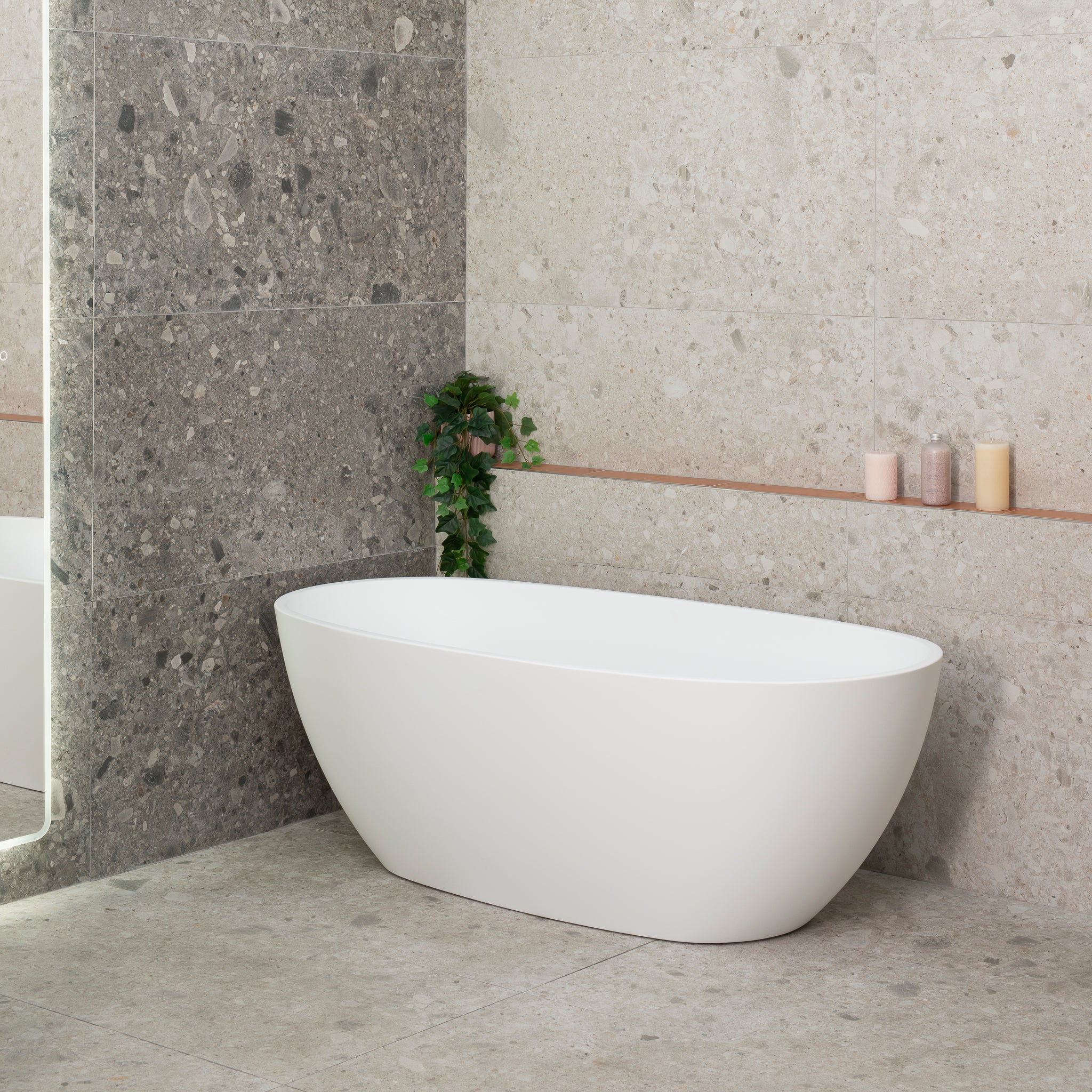 Byron Egg 1600mm Oval Freestanding Bath, Matte White - Image 2