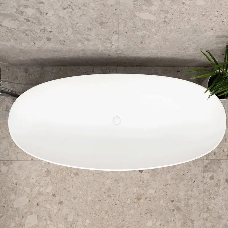 Byron Egg 1700mm Oval Artificial Stone Freestanding Bath, Matte White - Image 4