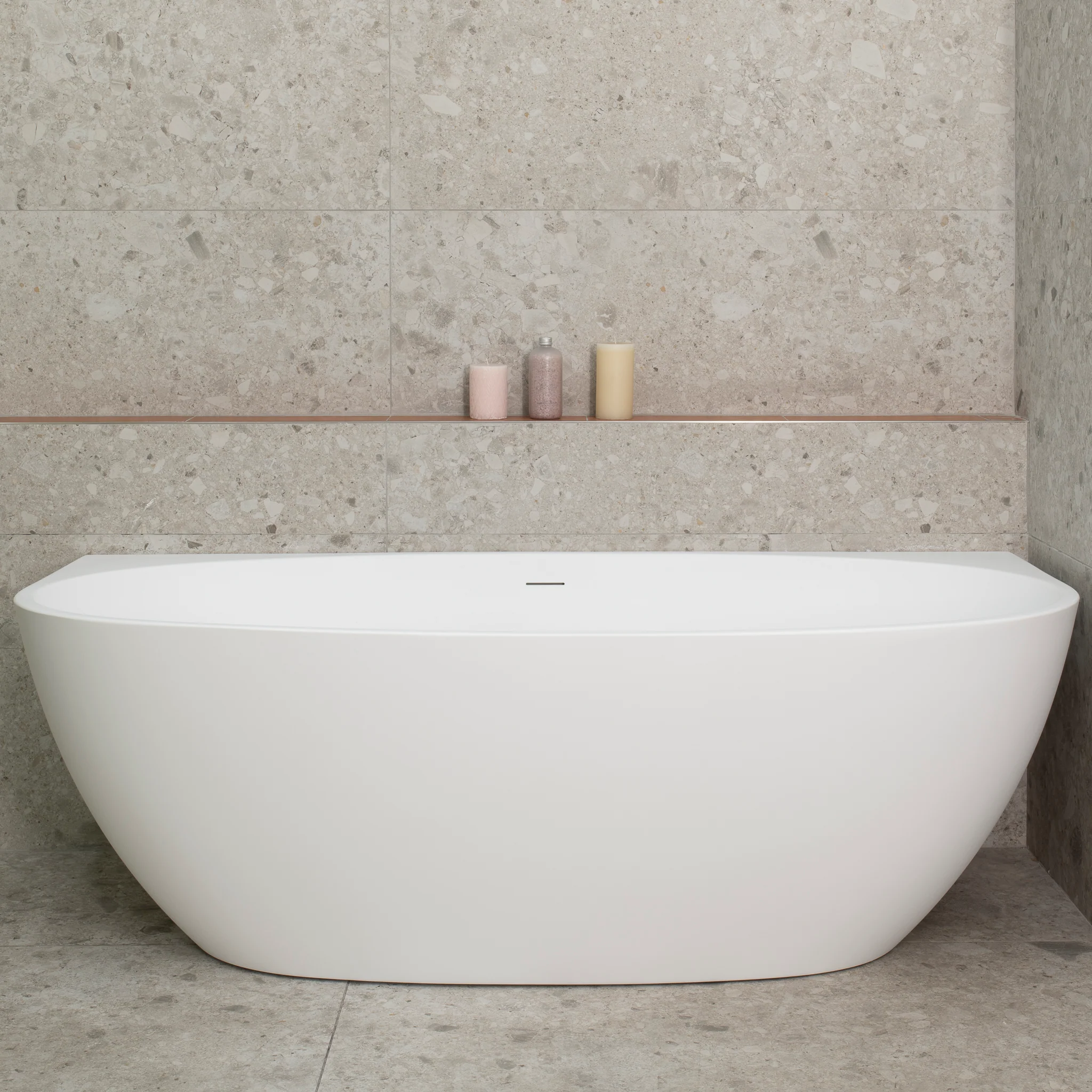 Byron Egg 1700mm Back to Wall Freestanding Bath, Matte White - Image 2