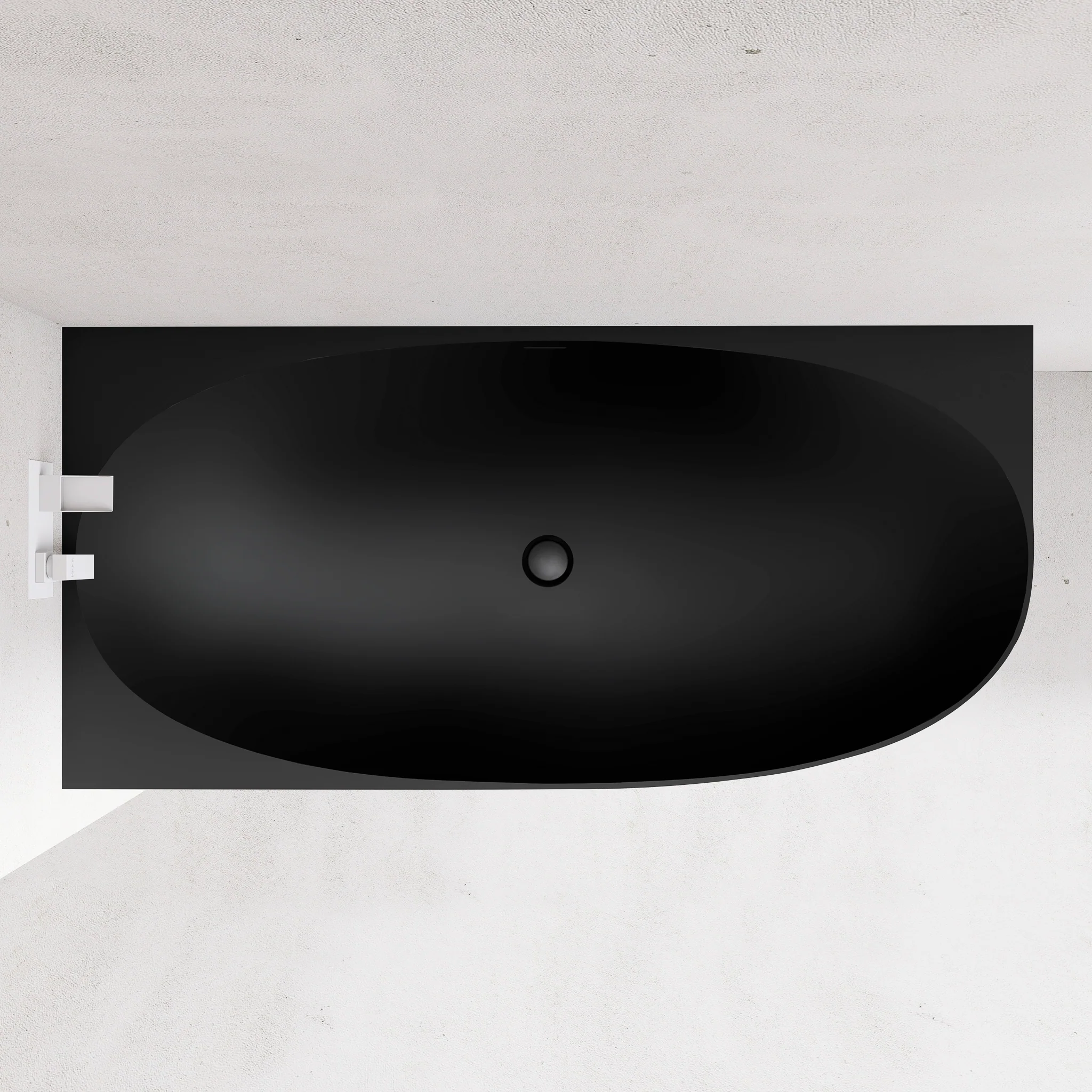 Byron Egg 1700mm Left Corner Artificial Stone Freestanding Bath, Matte Black - Image 3