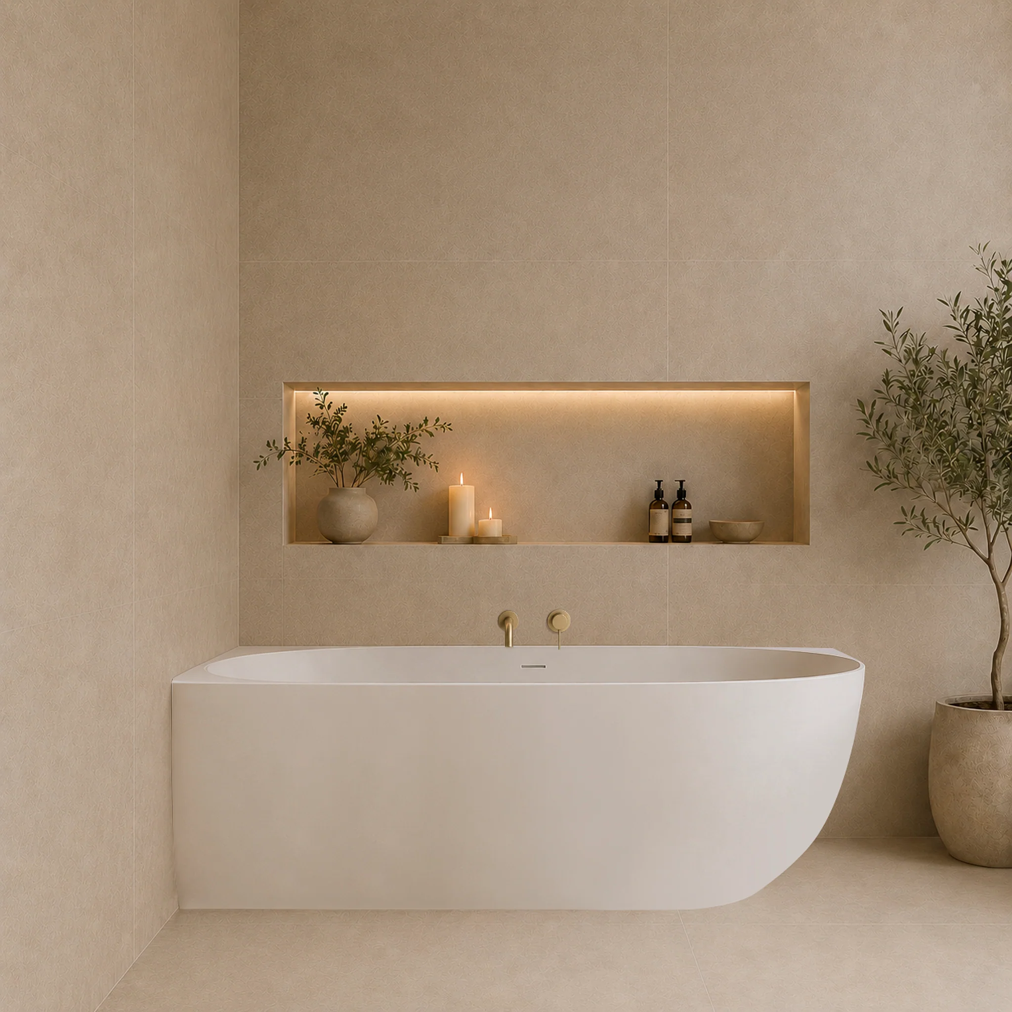 Byron Egg 1700mm Left Corner Artificial Stone Freestanding Bath, Matte White - Image 2