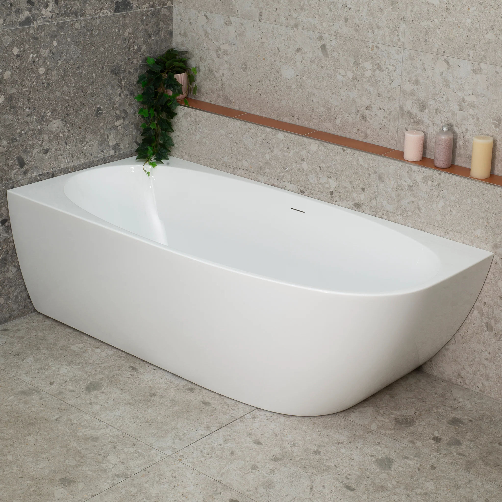 Byron Egg 1700mm Left Corner Freestanding Bath, Gloss White - Image 2