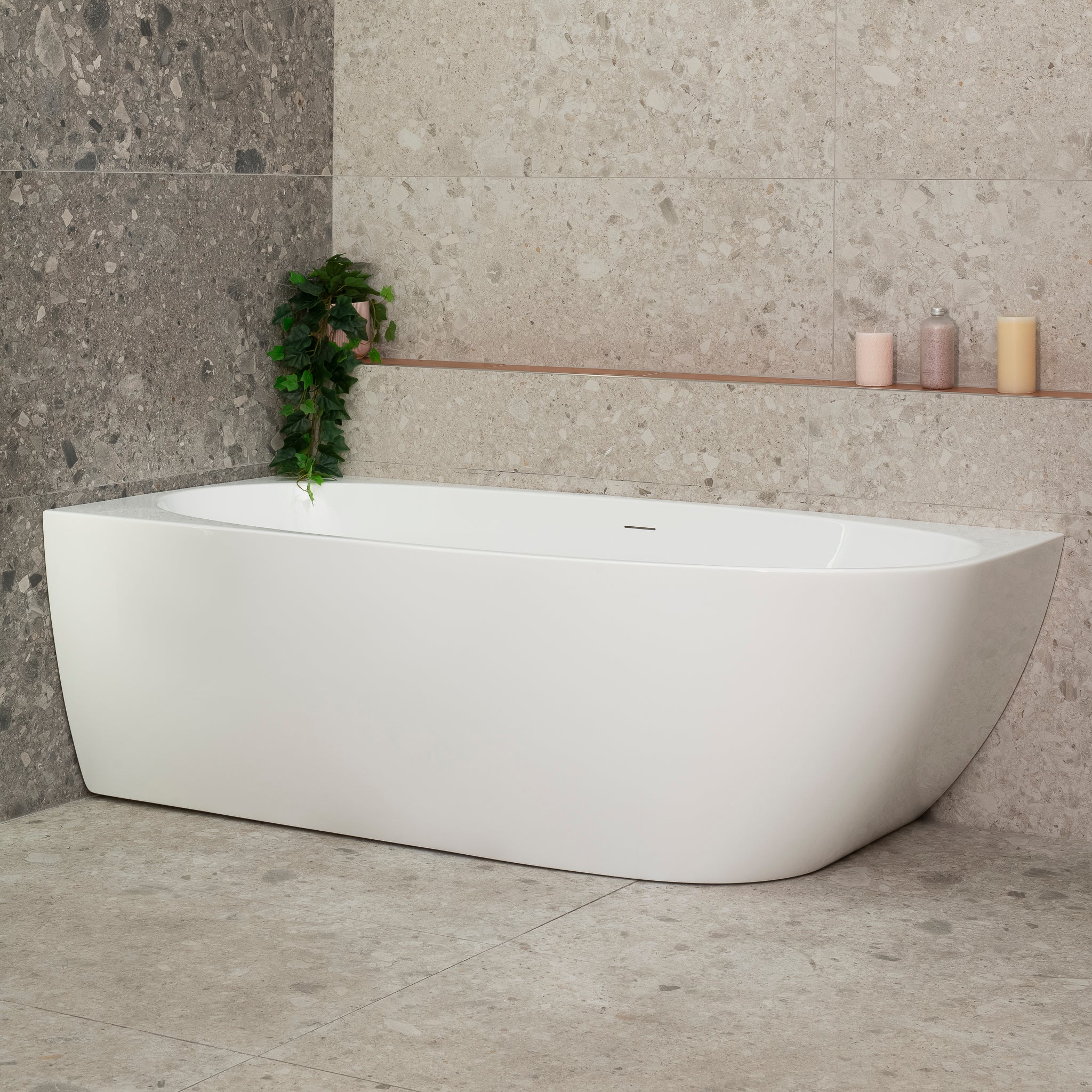 Byron Egg 1700mm Left Corner Freestanding Bath, Gloss White - Image 3