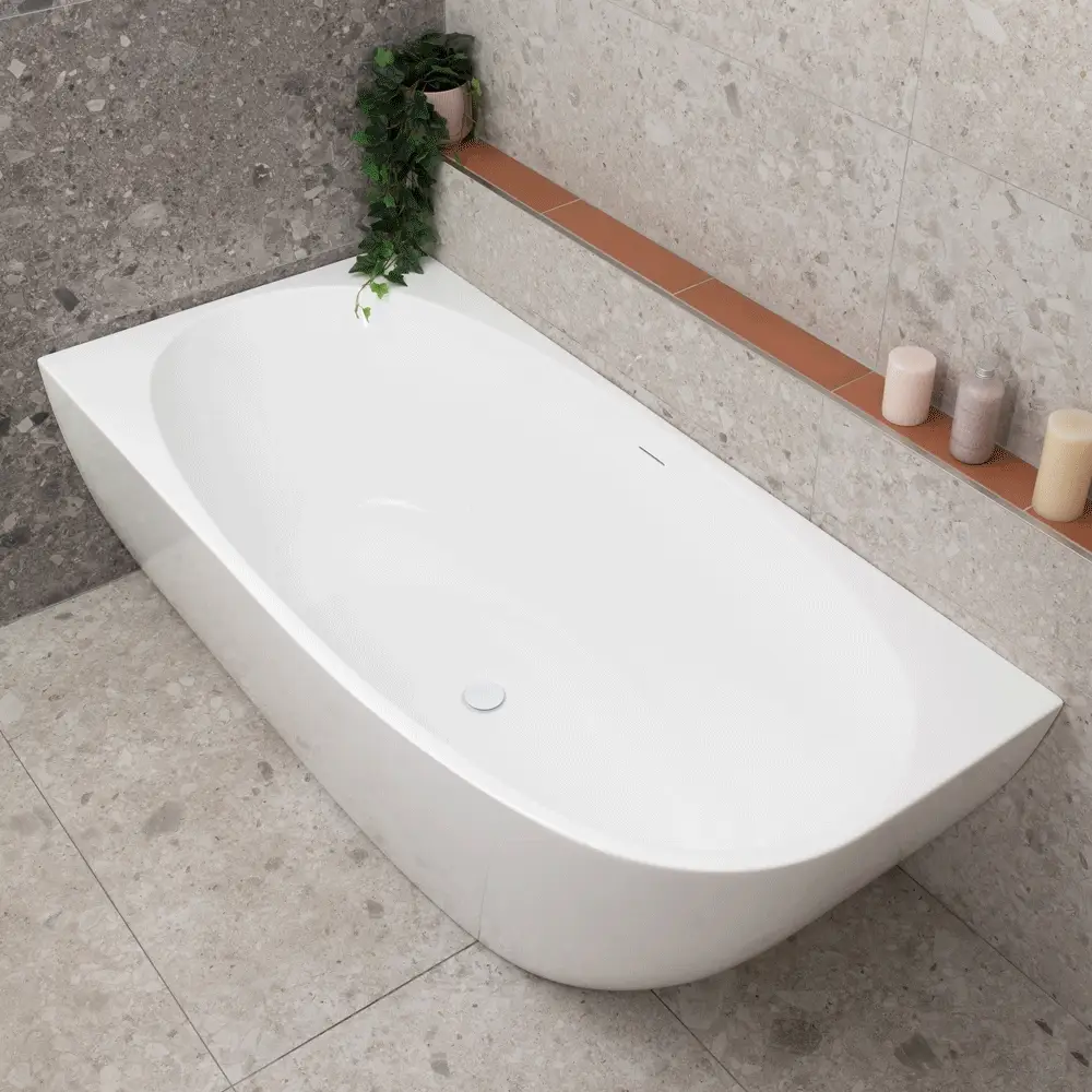 Byron Egg 1700mm Left Corner Freestanding Bath, Gloss White - Image 5