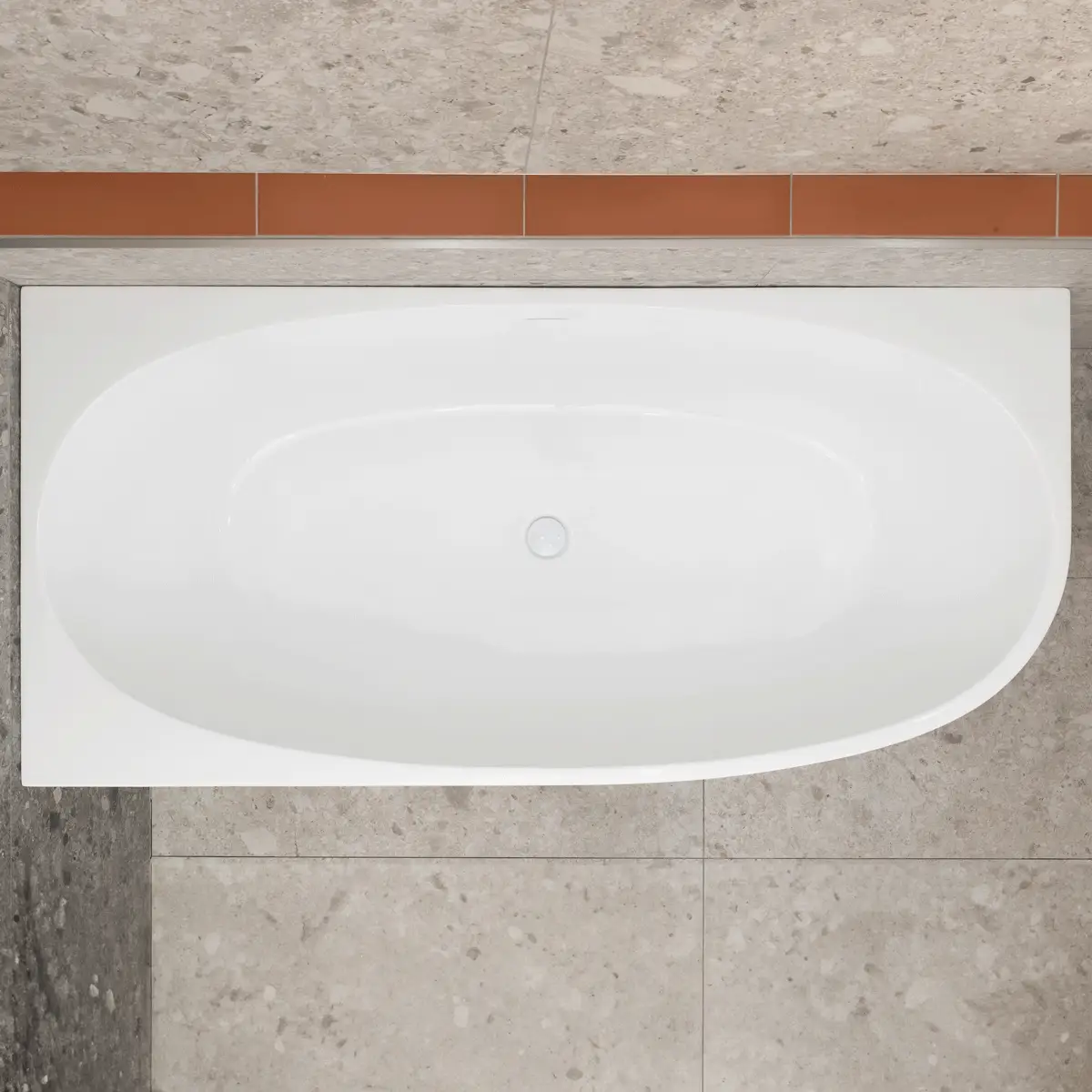 Byron Egg 1700mm Left Corner Freestanding Bath, Gloss White - Image 6