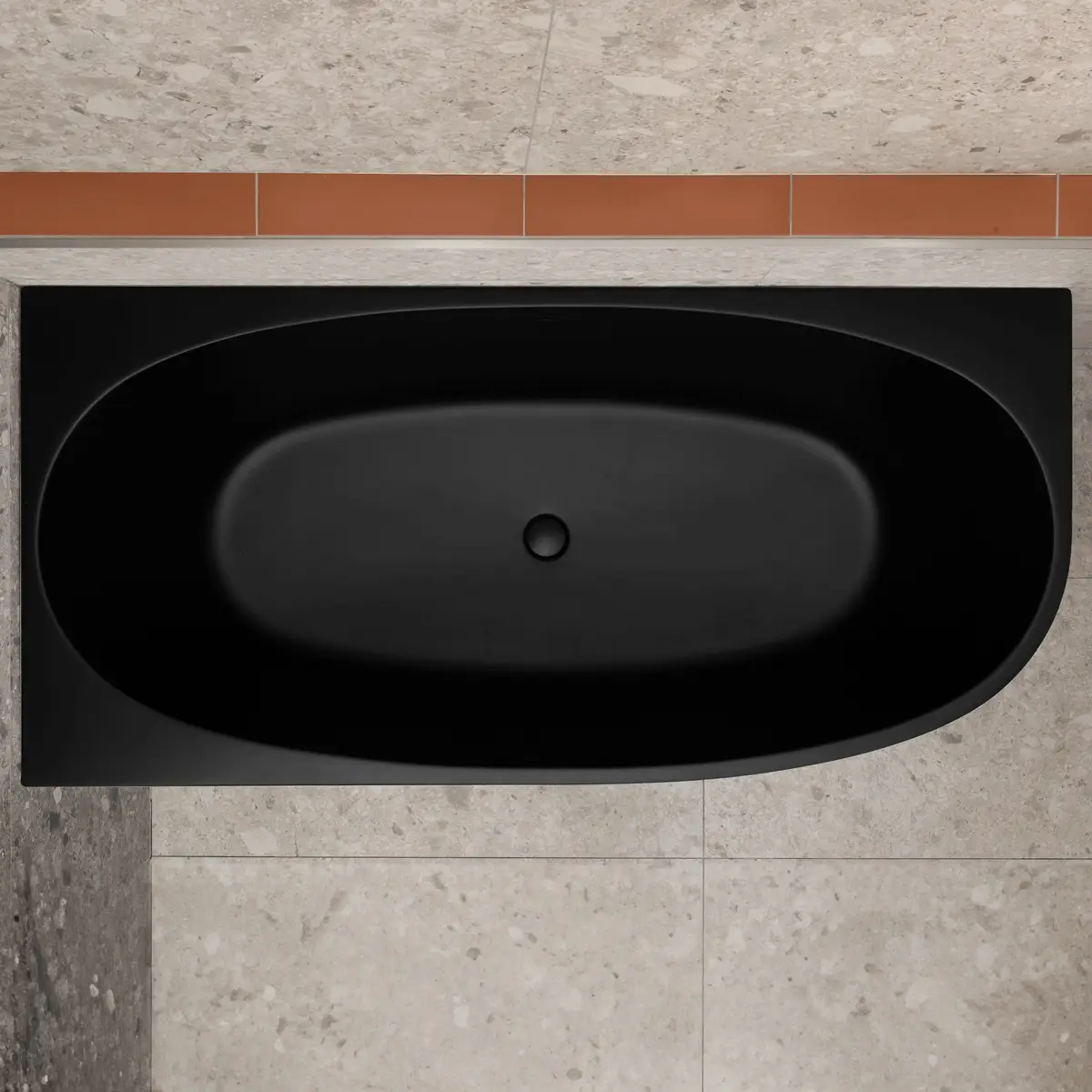 Byron Egg 1700mm Left Corner Freestanding Bath, Matte Black - Image 5