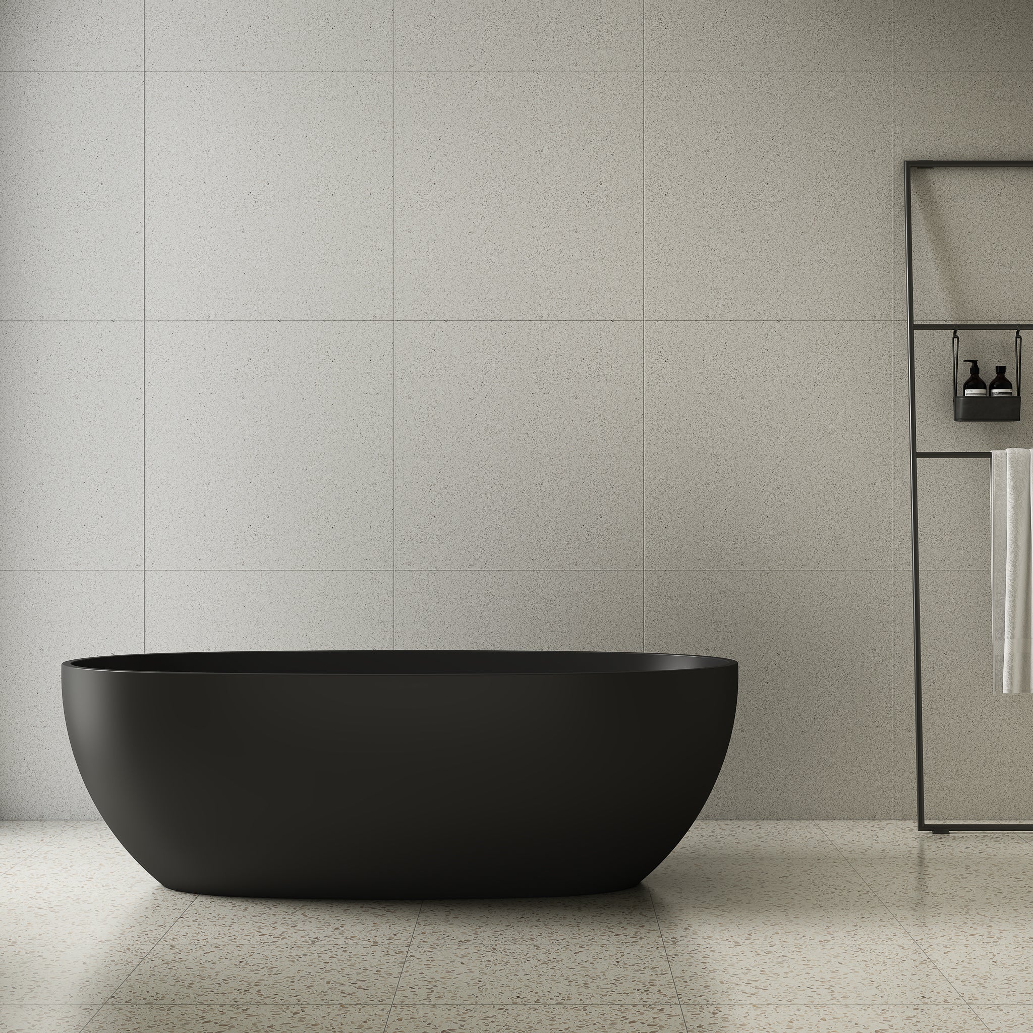 Byron Egg 1700mm Oval Freestanding Bath, Matte Black - Image 2