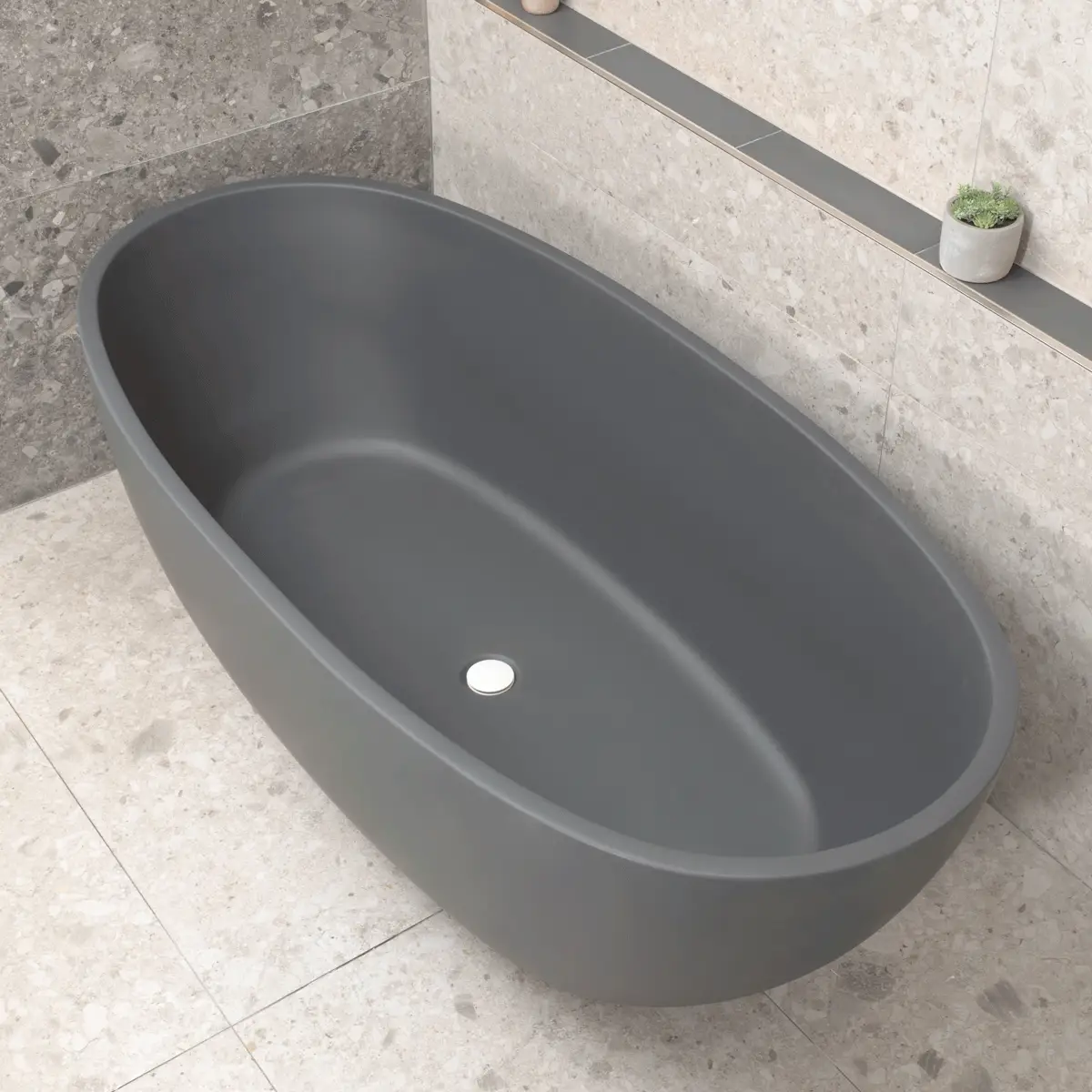 Byron Egg 1700mm Oval Freestanding Bath, Matte Charcoal Grey - SPECIAL EDITION - Image 5