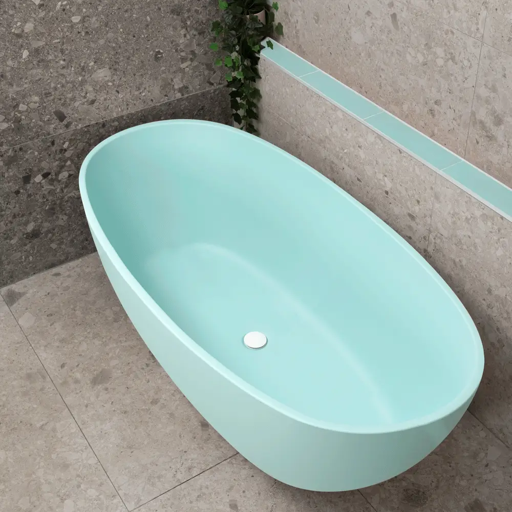 Byron Egg 1700mm Oval Freestanding Bath, Matte Duck Egg Blue - SPECIAL EDITION - Image 6
