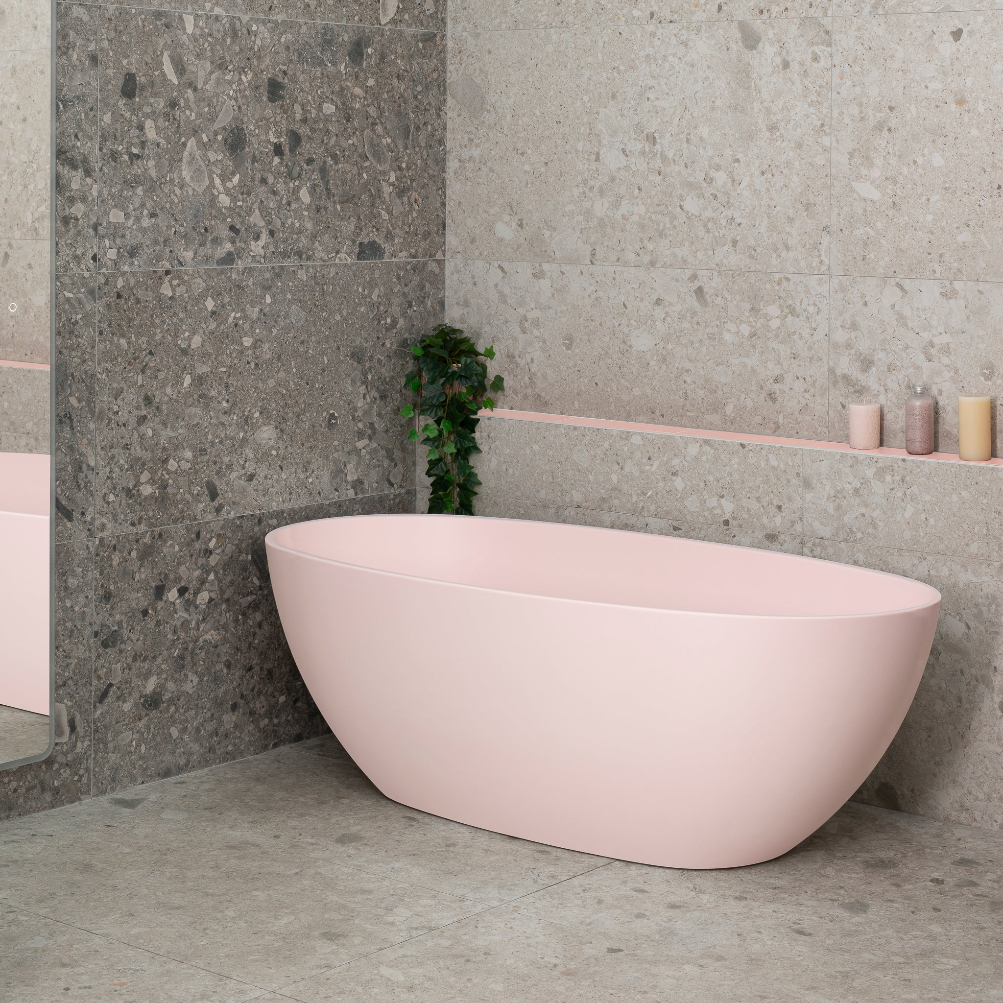 Byron Egg 1700mm Oval Freestanding Bath, Matte Light Pink - SPECIAL EDITION - Image 4