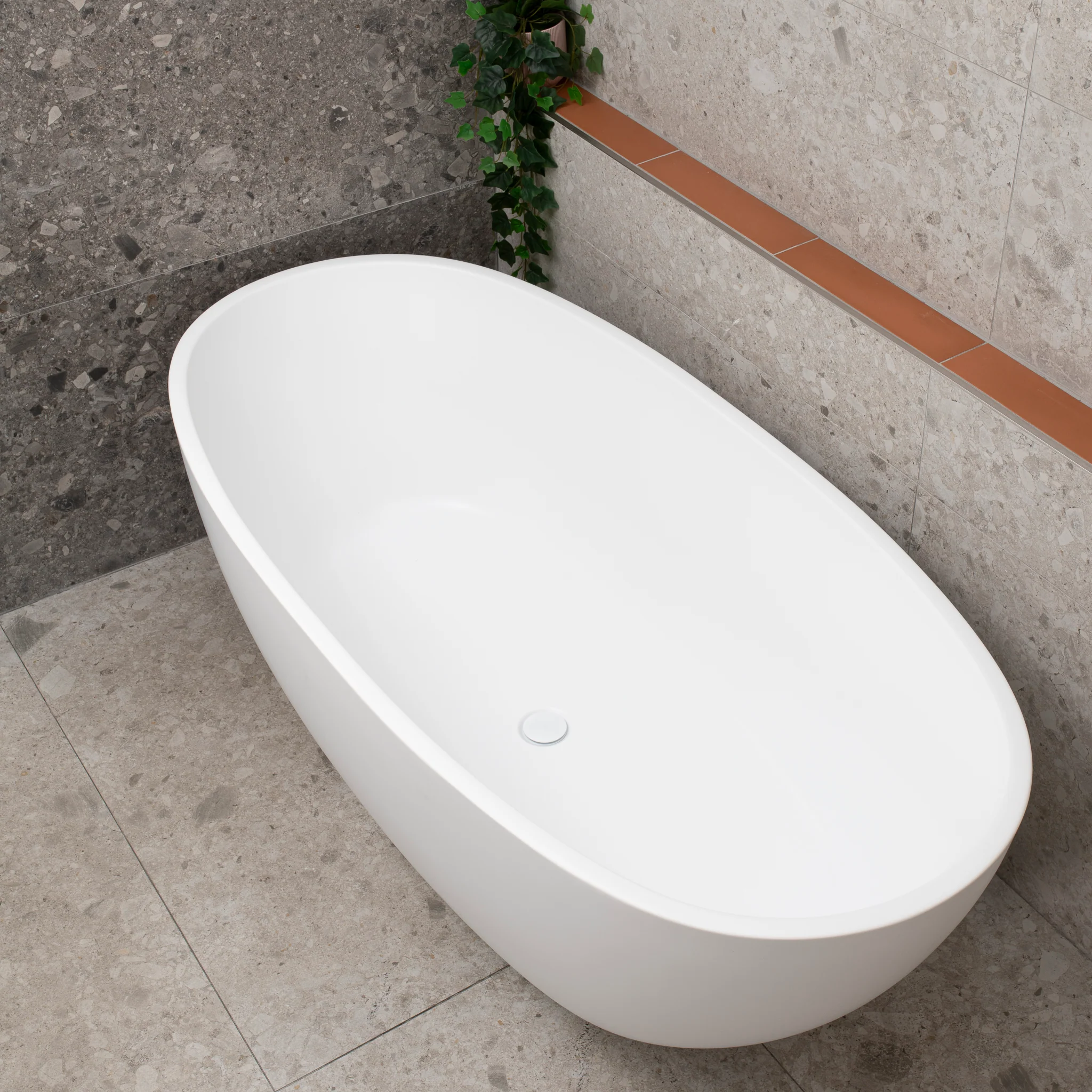 Byron Egg 1700mm Oval Freestanding Bath, Matte White - Image 4