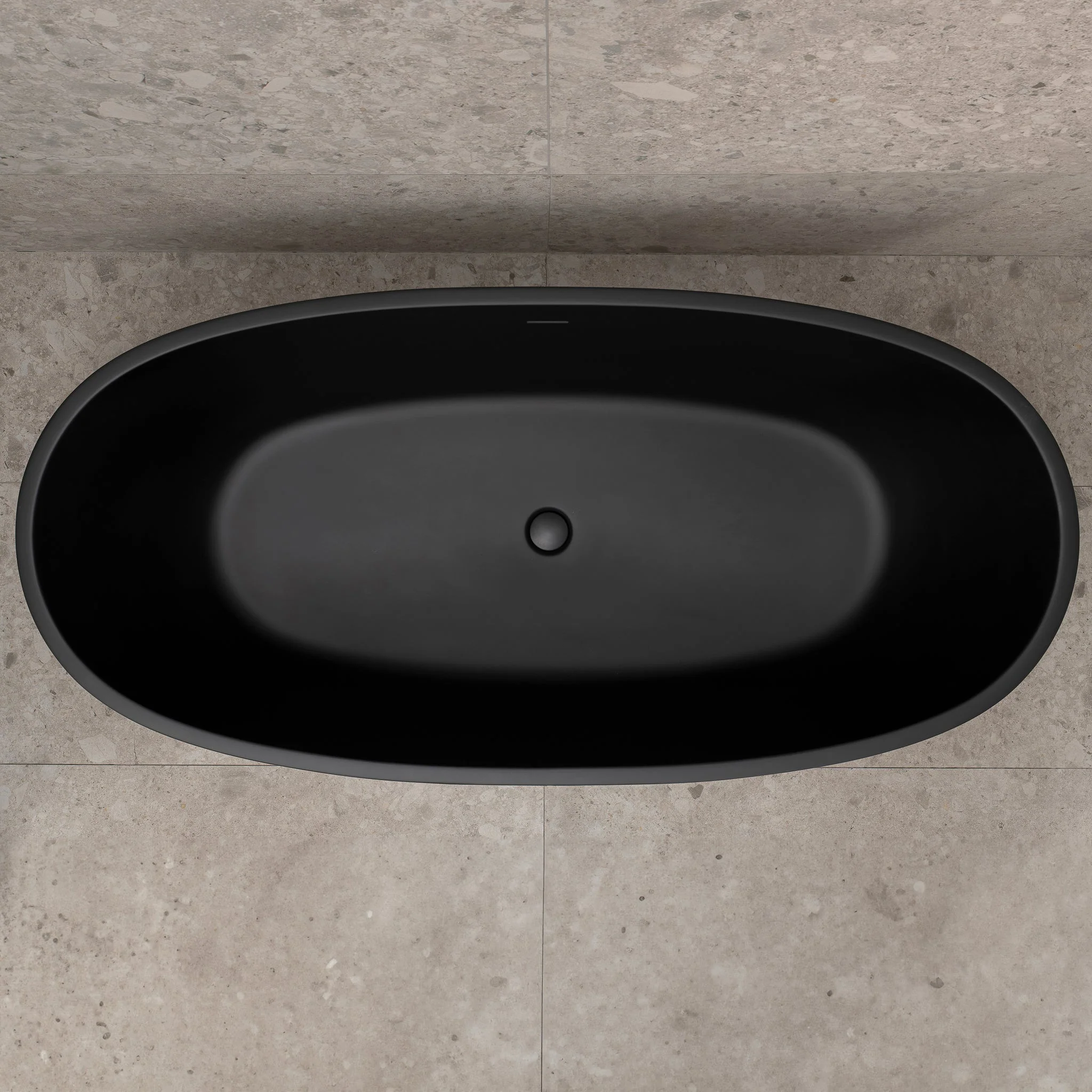 Byron Egg 1700mm Oval Freestanding Bath with Overflow, Matte Black - Image 5