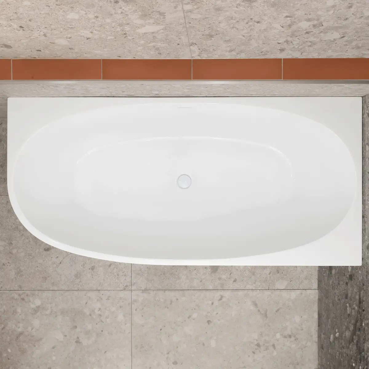 Byron Egg 1700mm Right Corner Freestanding Bath, Gloss White - Image 5