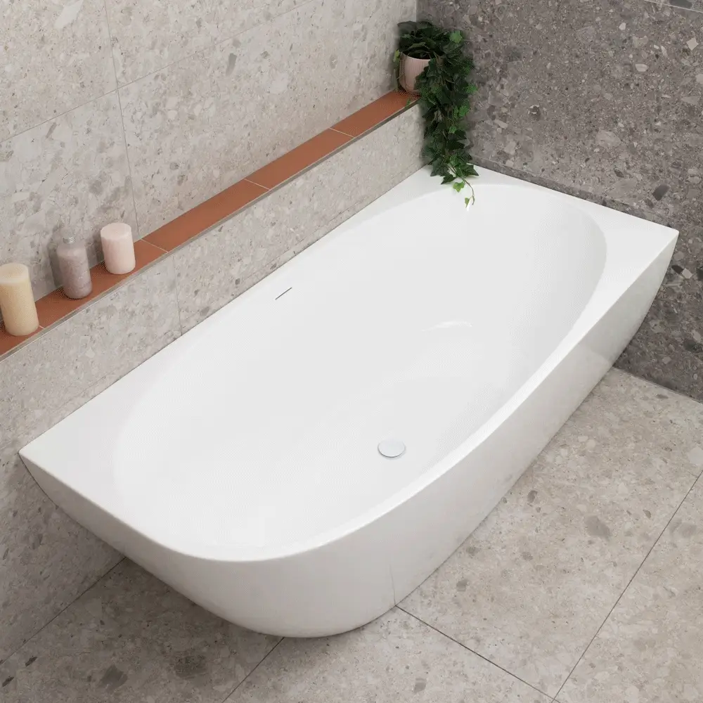 Byron Egg 1700mm Right Corner Freestanding Bath, Gloss White - Image 6