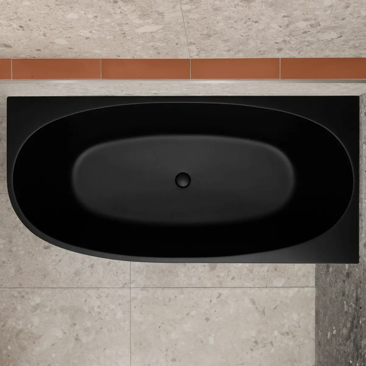 Byron Egg 1700mm Right Corner Freestanding Bath, Matte Black - Image 5