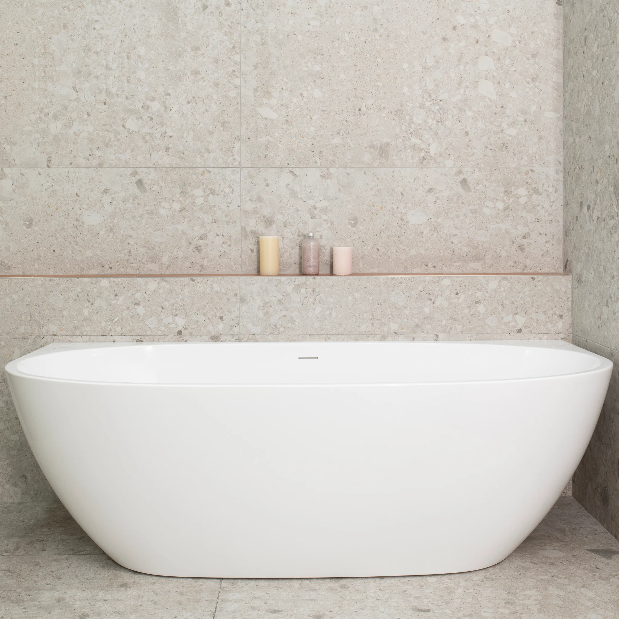 Byron Egg 1800mm Back to Wall Freestanding Bath, Gloss White - Image 2