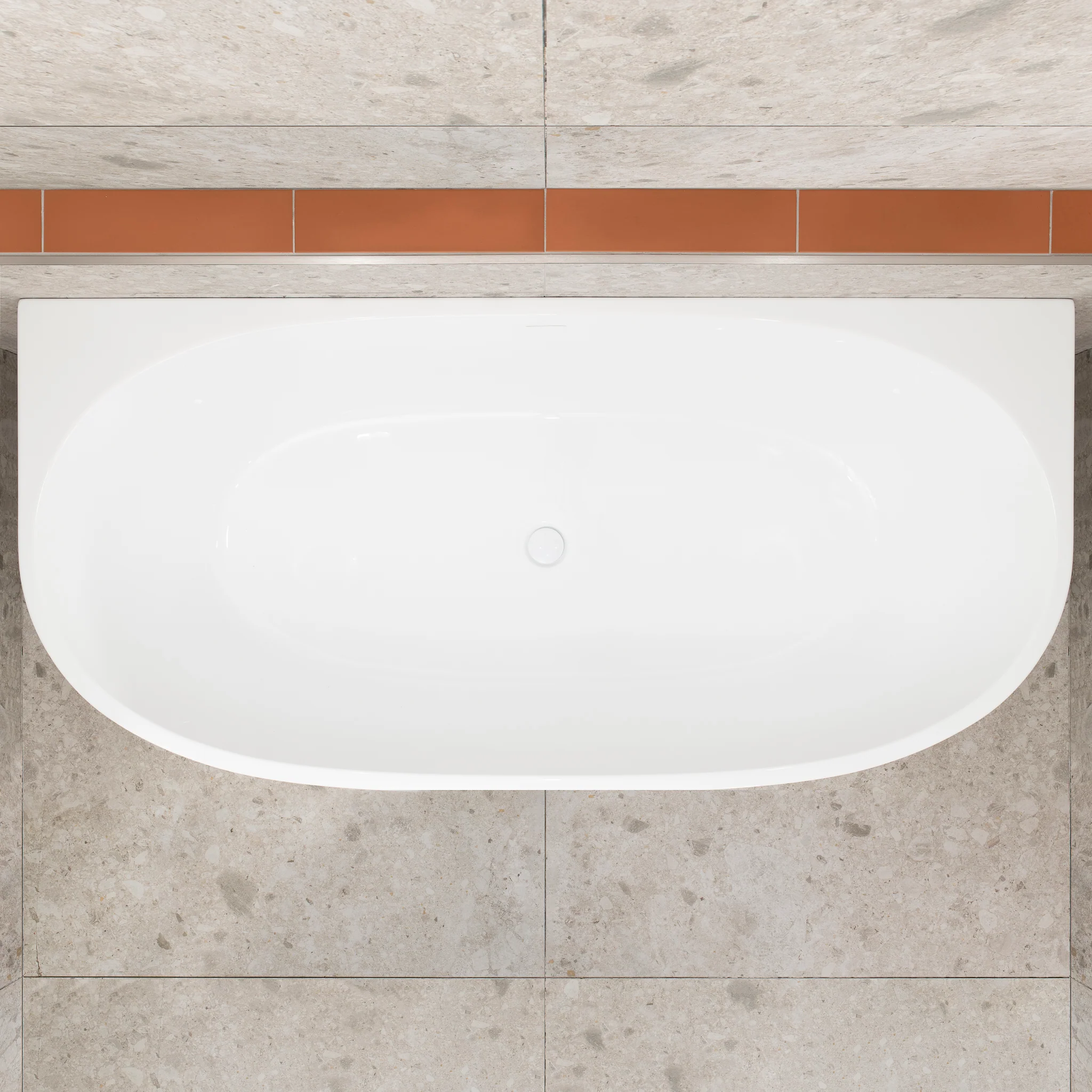 Byron Egg 1800mm Back to Wall Freestanding Bath, Gloss White - Image 6