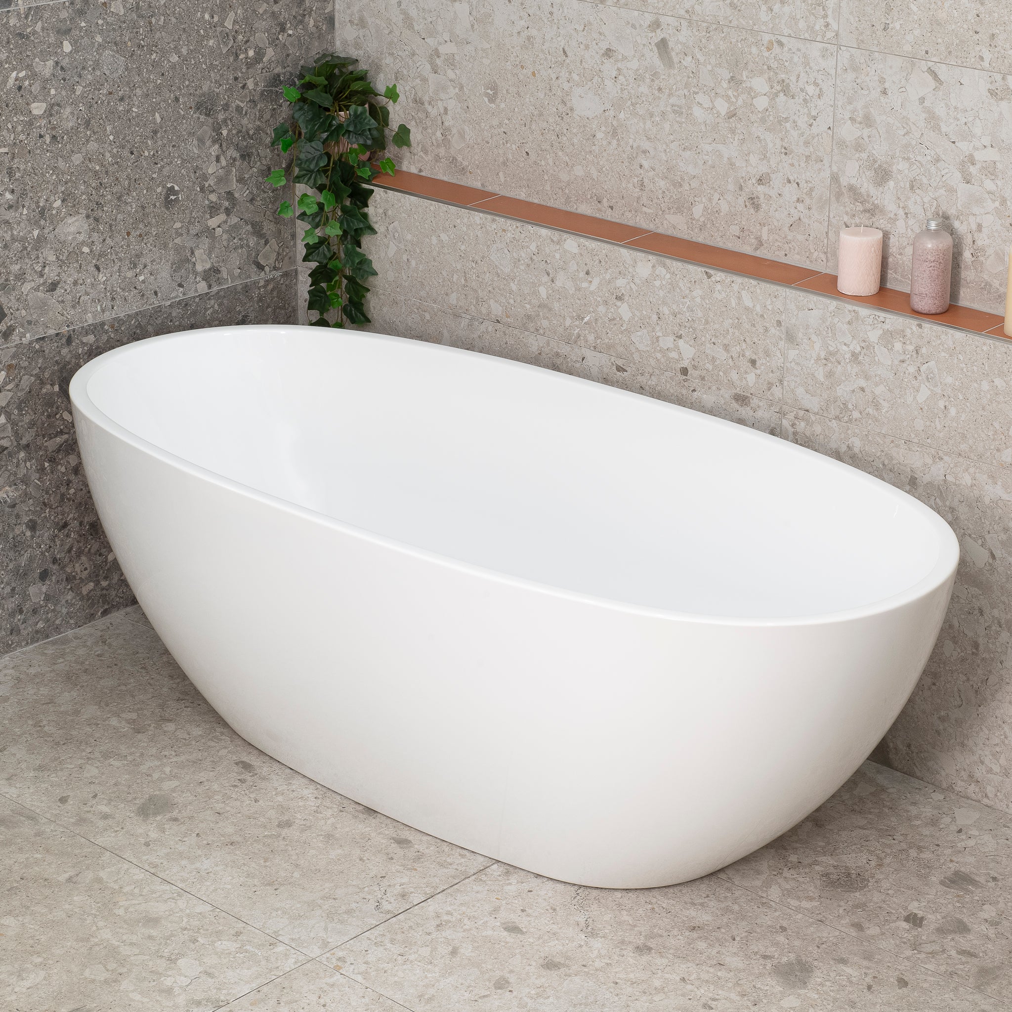 Byron Egg 1800mm Oval Freestanding Bath, Gloss White - Image 4