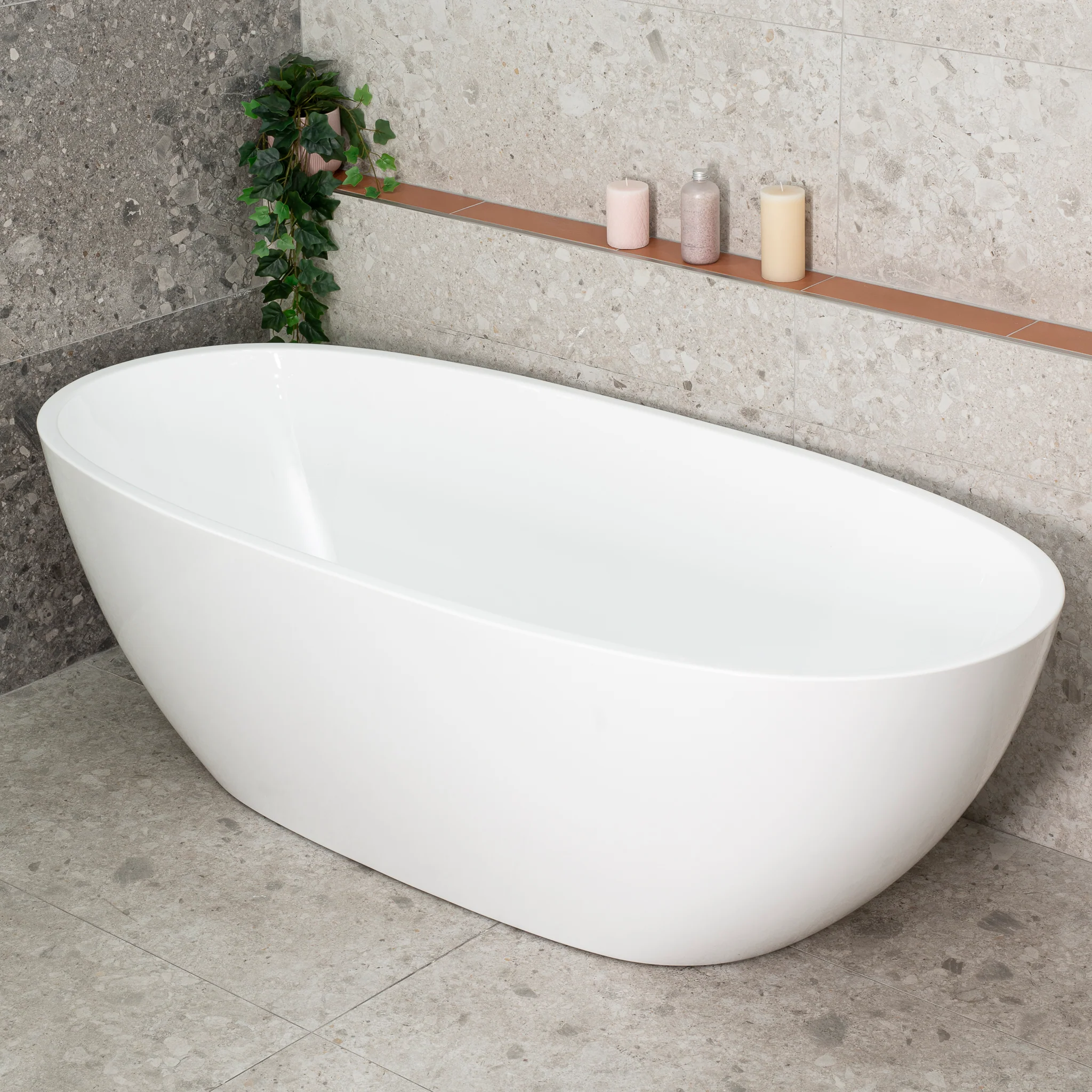 Byron Egg 1800mm Oval Freestanding Bath, Gloss White - Image 5