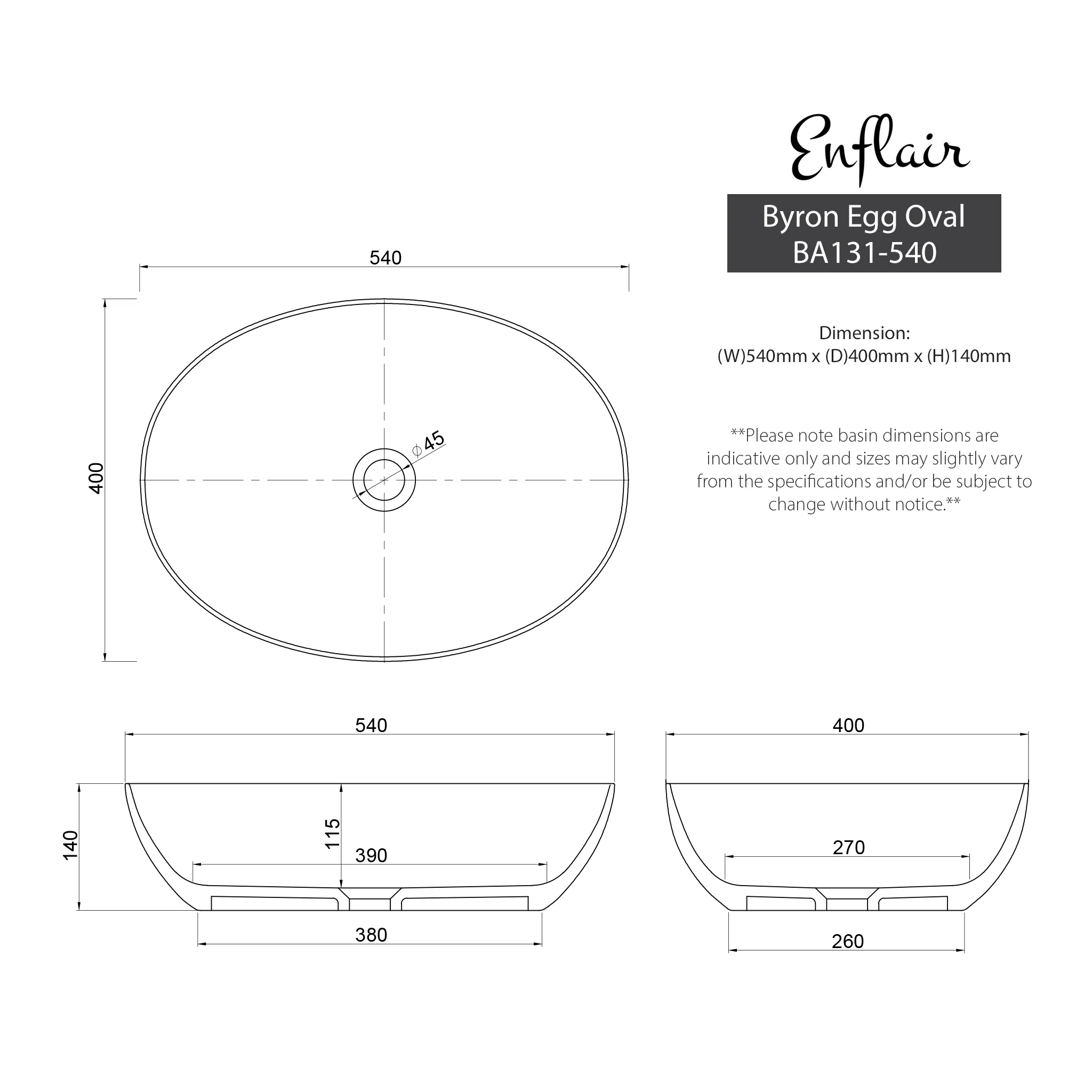 Byron Egg Oval 540mm x 400mm Artificial Stone Above-Counter Basin, Gloss White - Image 4