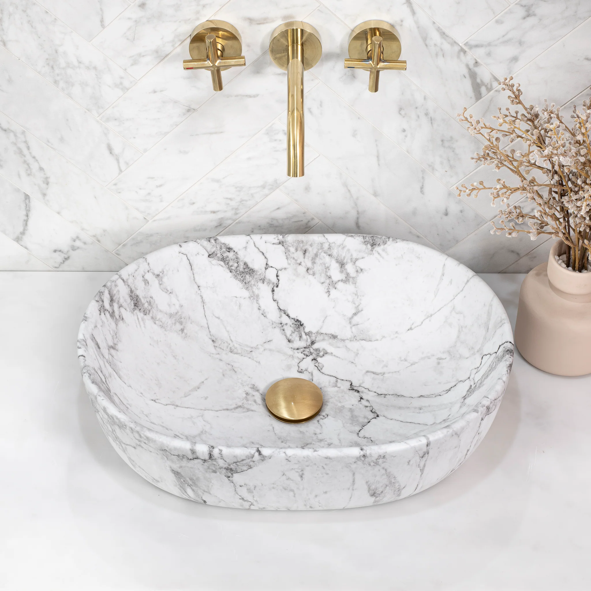 Capsula 480mm x 350mm Above-Counter Basin, Matte Carrara - Image 3