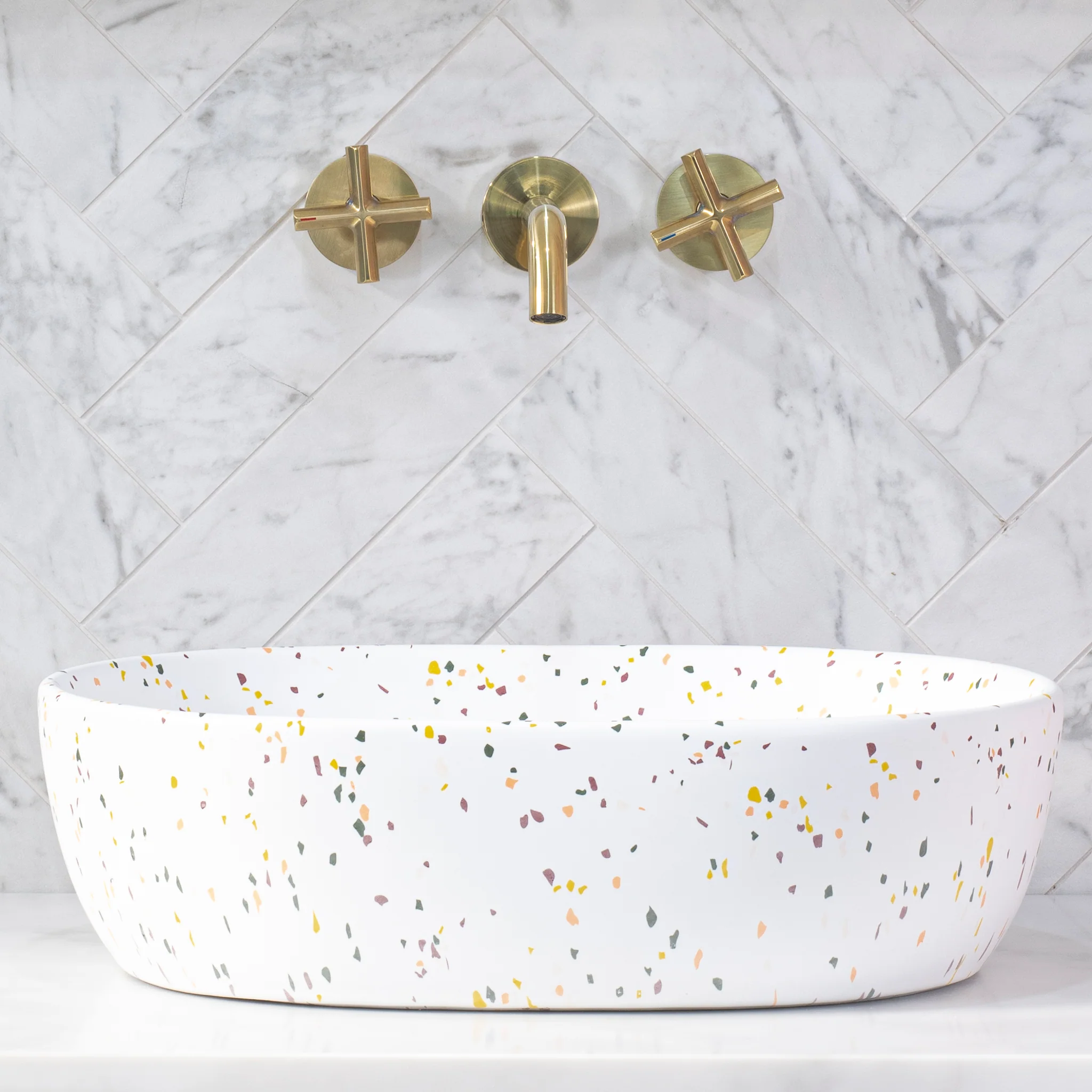 Capsula 480mm x 350mm Above-Counter Basin, Matte Terrazzo Speckle *Clearance Stock* - Image 2
