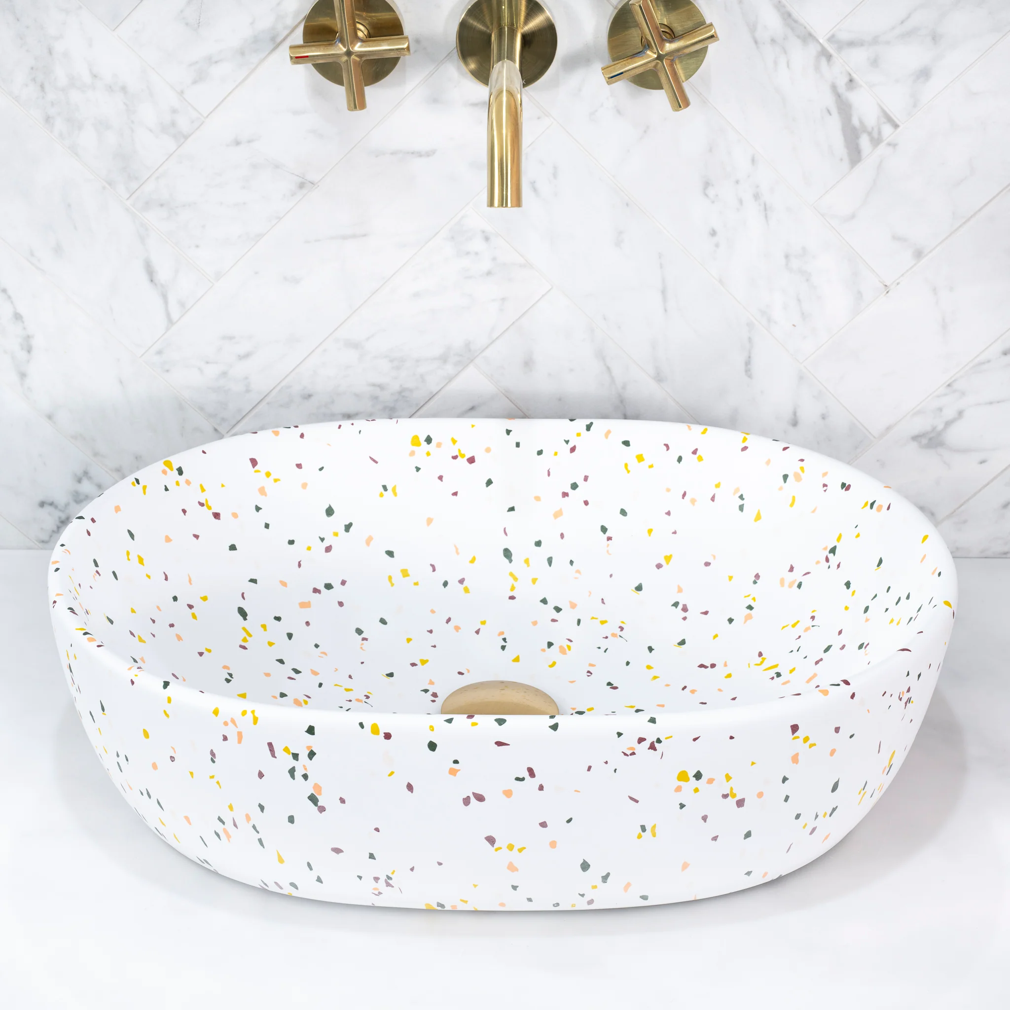 Capsula 480mm x 350mm Above-Counter Basin, Matte Terrazzo Speckle *Clearance Stock* - Image 3
