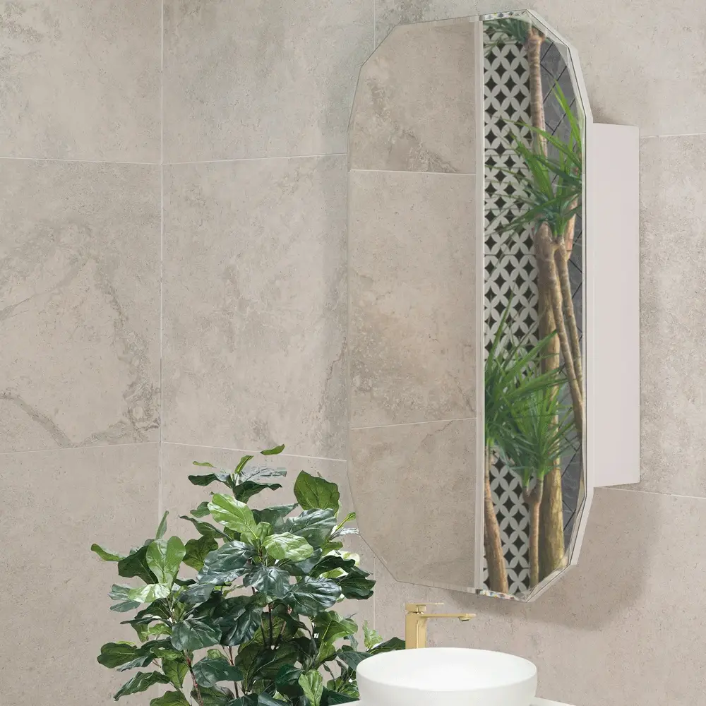 Classic Jewel 600mm x 1000mm Mirrored Shaving Cabinet, Matte White - Image 2