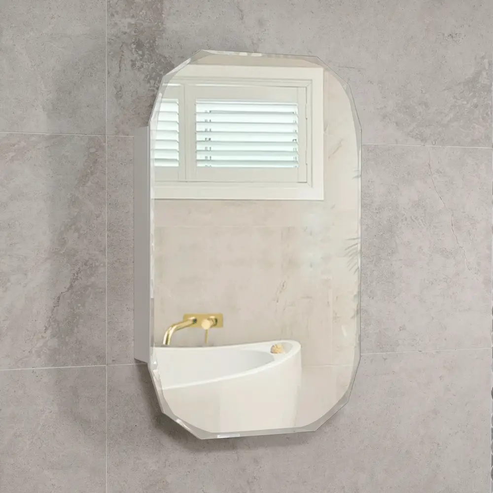 Classic Jewel 600mm x 1000mm Mirrored Shaving Cabinet, Matte White - Image 4