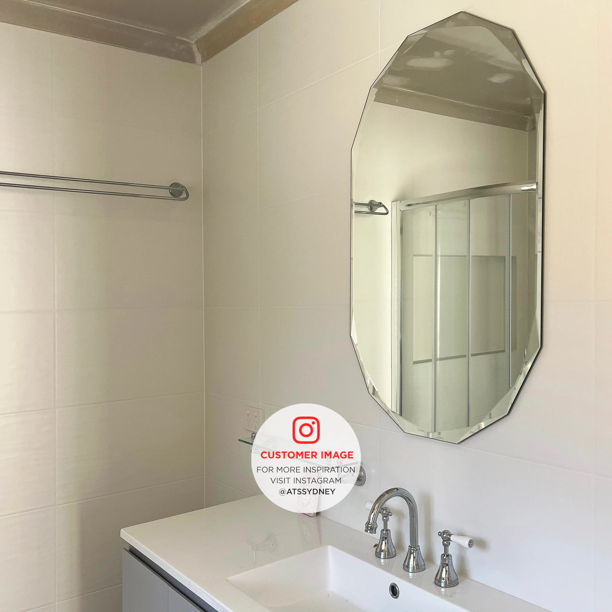 Classic Jewel 600mm x 900mm Frameless Mirror with Jewelled Edge - Image 6