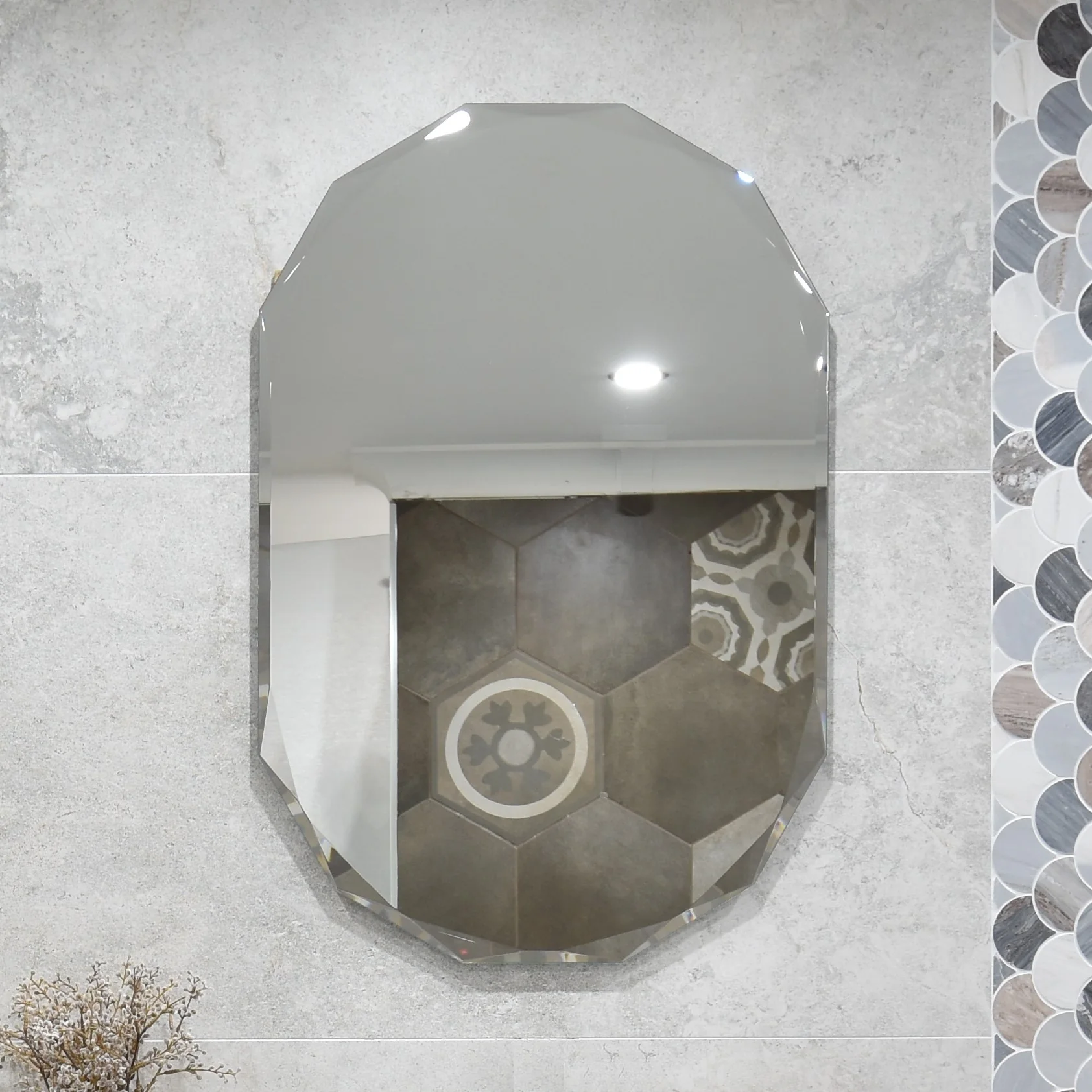 Classic Jewel 800mm x 1000mm Frameless Mirror with Jewelled Edge - Image 4