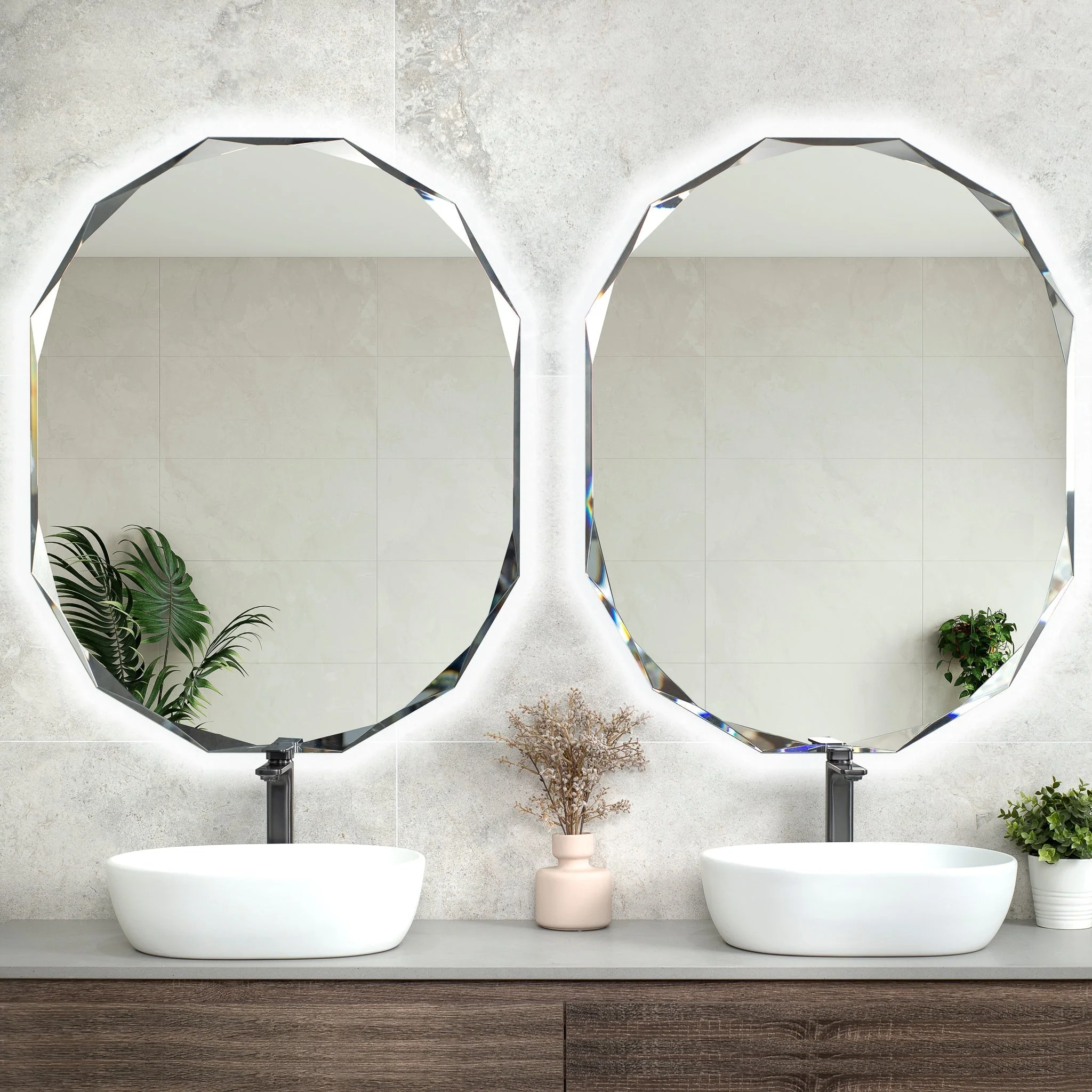 Classic Jewel 800mm x1000mm Backlit LED Frameless Mirror with Jewelled Edge and Demister *Clearance Stock*